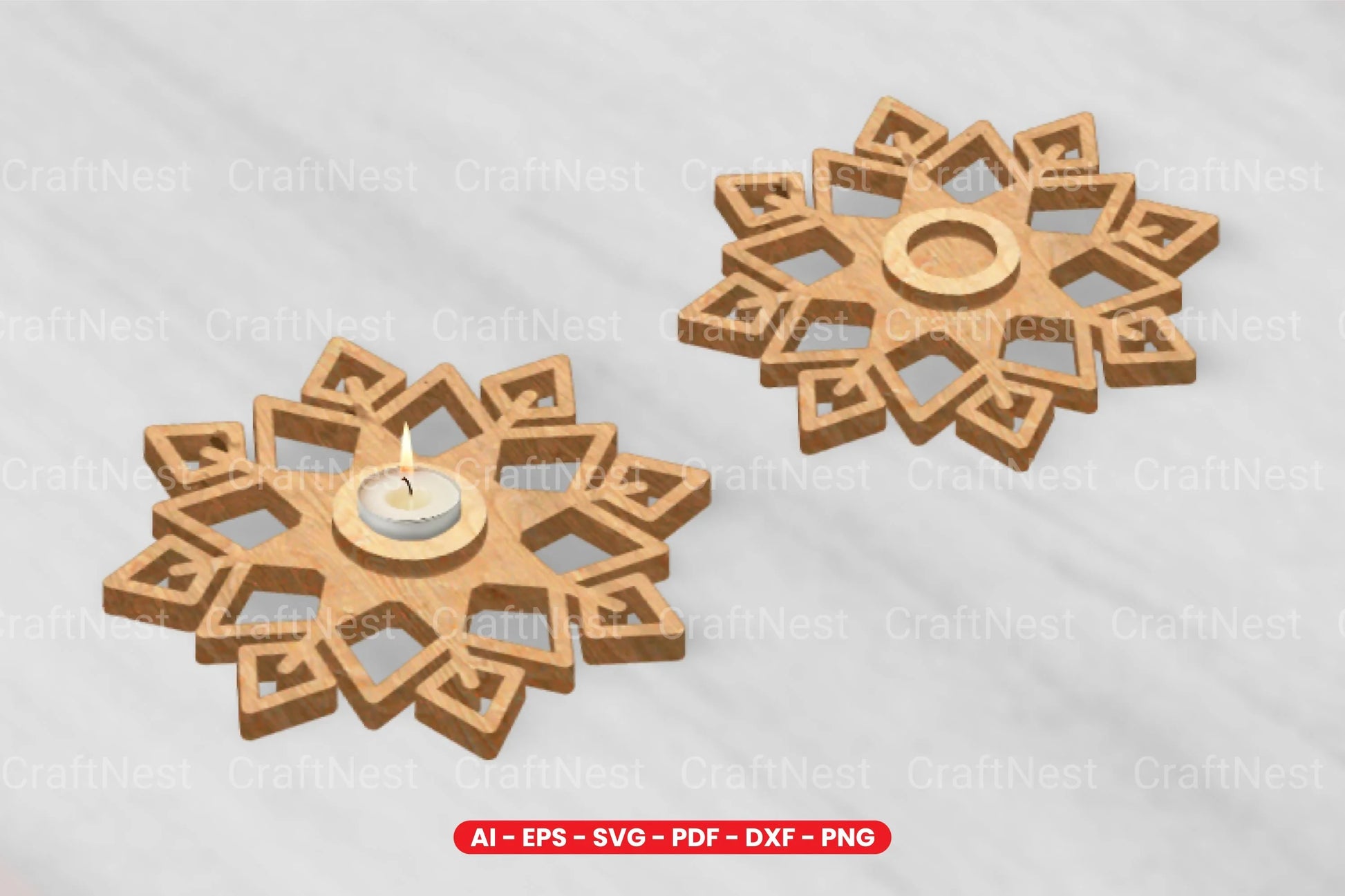 Snowflake Tealight Holder Laser Cut Design Bundle - CraftNest - Digital Crafting and Art
