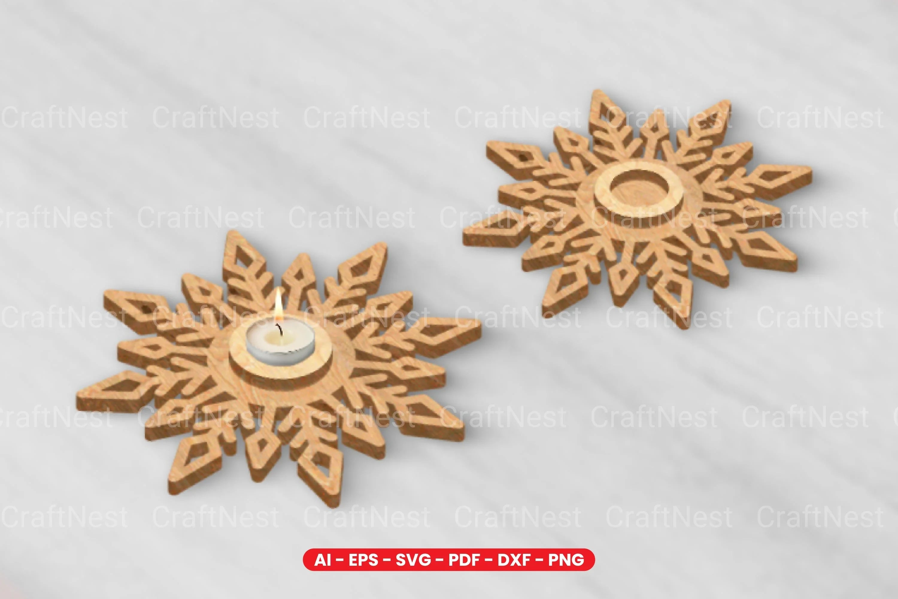 Snowflake Tealight Holder Laser Cut Design Bundle - CraftNest - Digital Crafting and Art