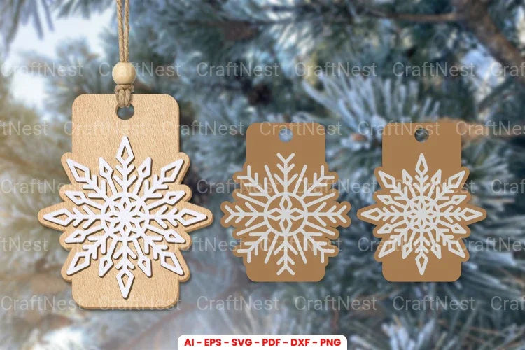 Snowflakes Gift Tags Laser Cut SVG Bundle - CraftNest - Digital Crafting and Art
