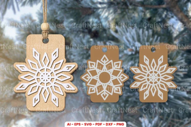 Snowflakes Gift Tags Laser Cut SVG Bundle - CraftNest - Digital Crafting and Art