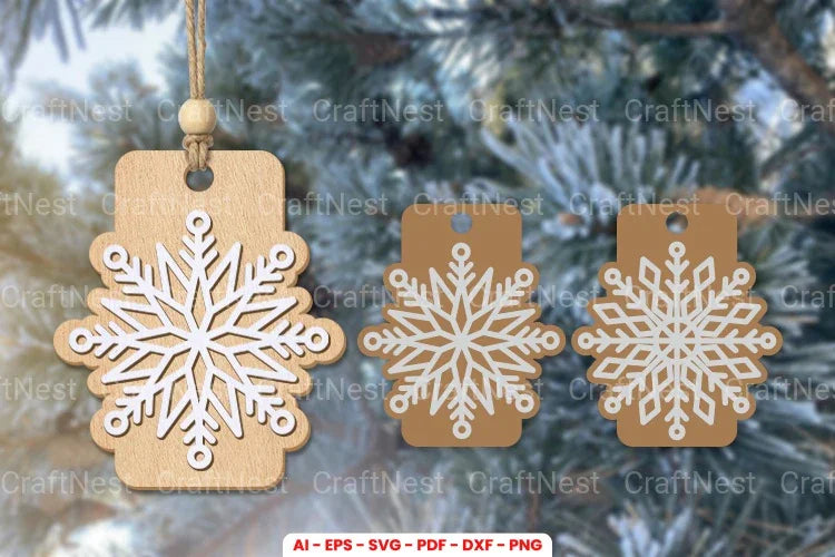 Snowflakes Gift Tags Laser Cut SVG Bundle - CraftNest - Digital Crafting and Art