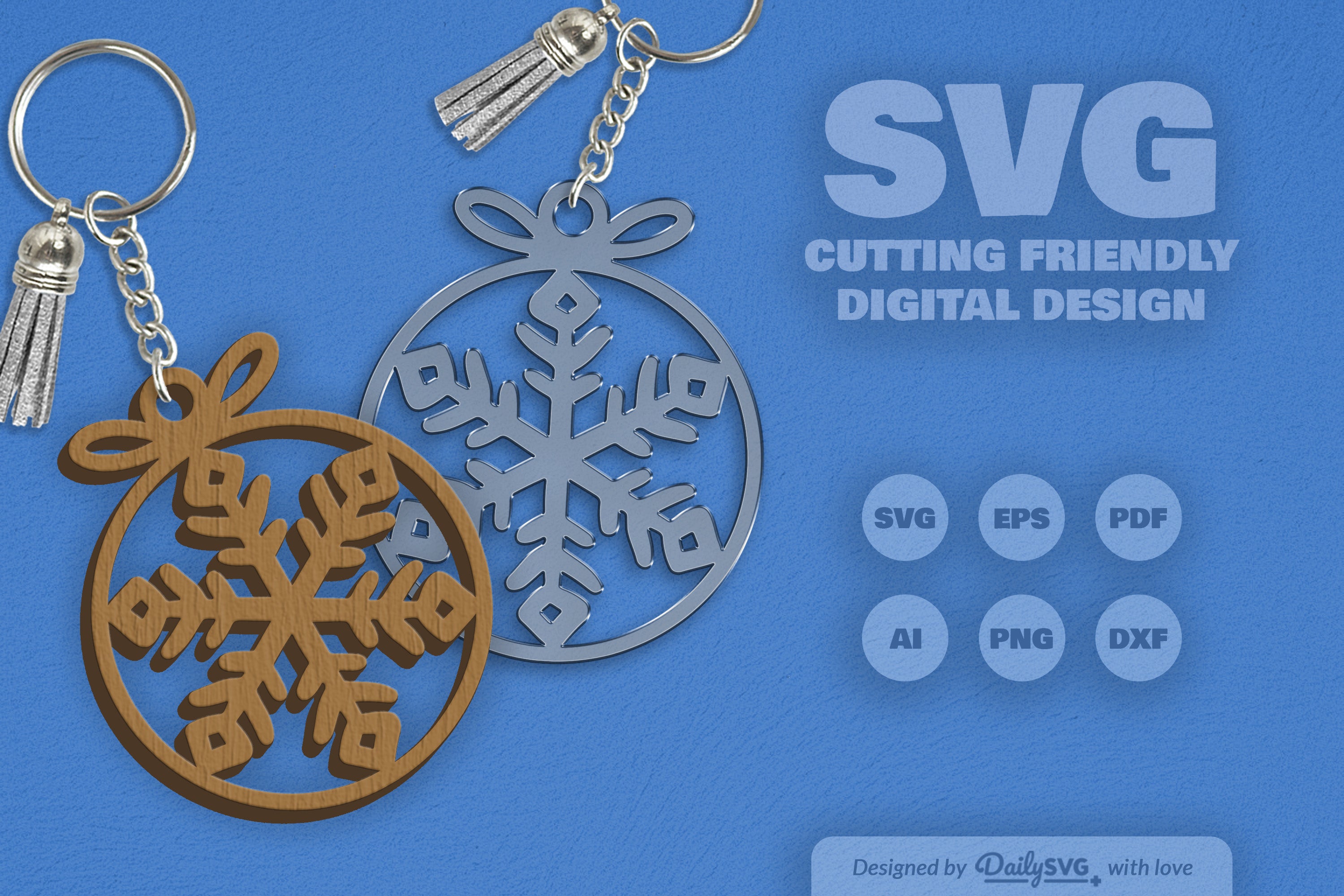 Snowflakes Round Bauble SVG Bundle  5
