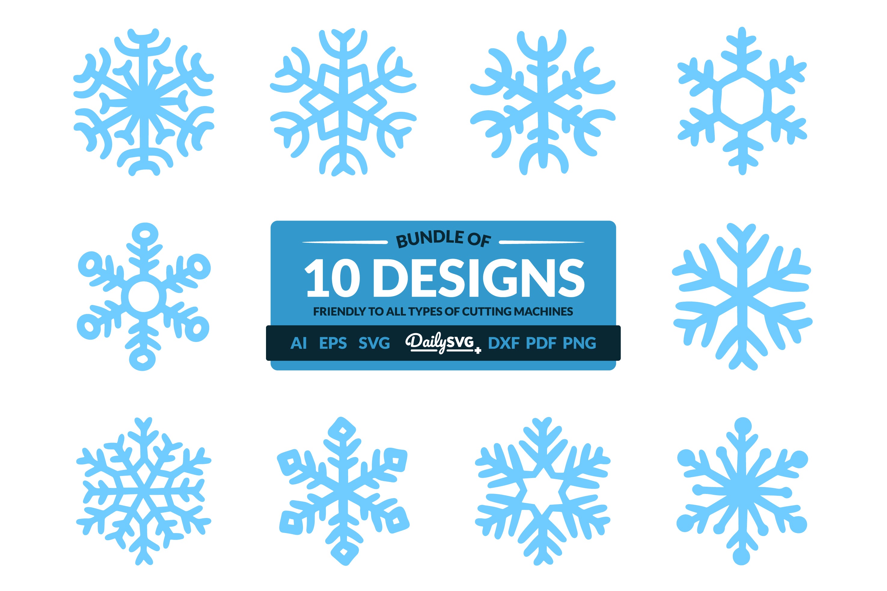 Daily Snowflakes Clipart SVG Bundle