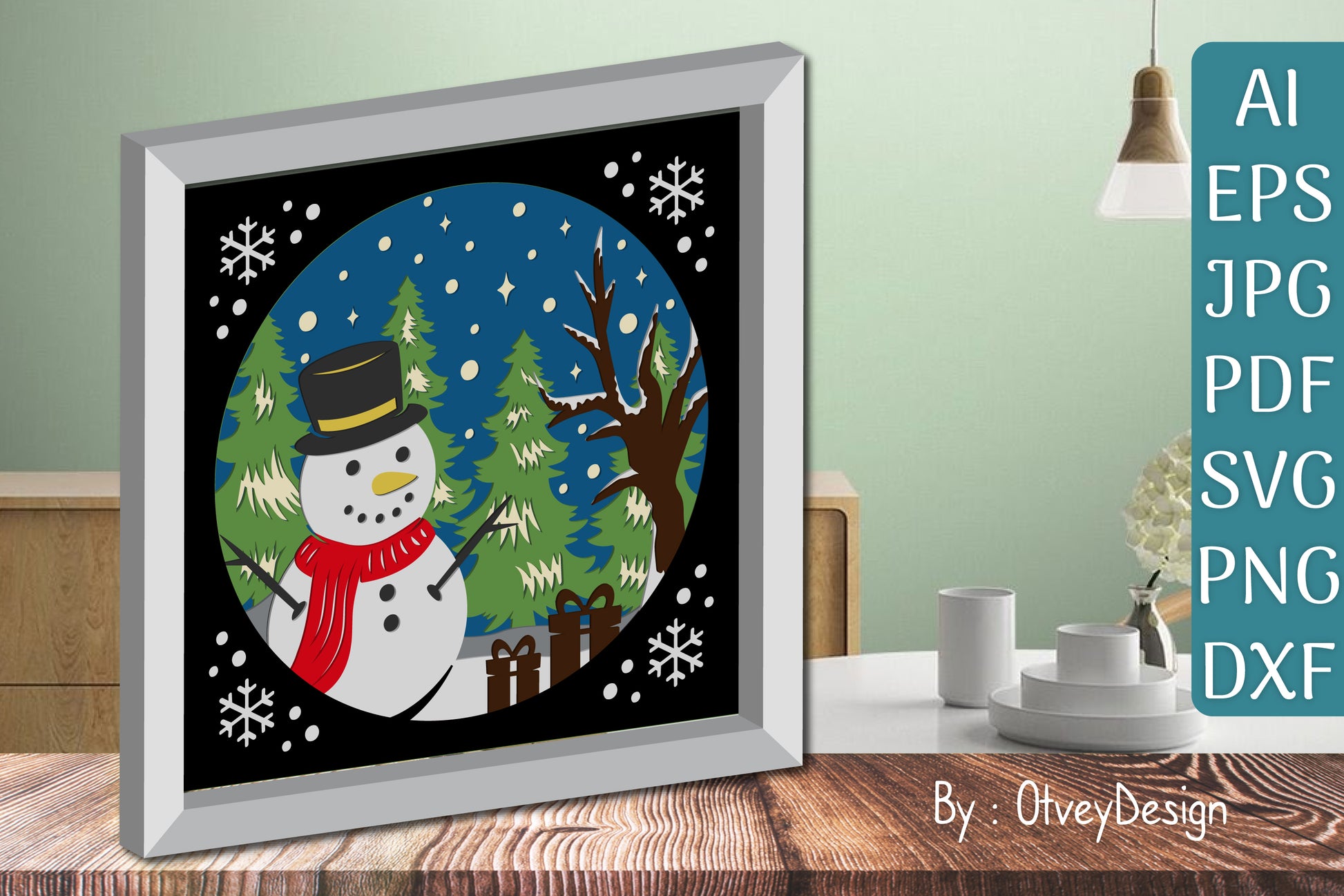 Snowman 3D Shadow Box Layered Papercut SVG Bundle - CraftNest - Digital Crafting and Art