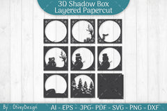 Snowman 3D Shadow Box Layered Papercut SVG Bundle - CraftNest - Digital Crafting and Art
