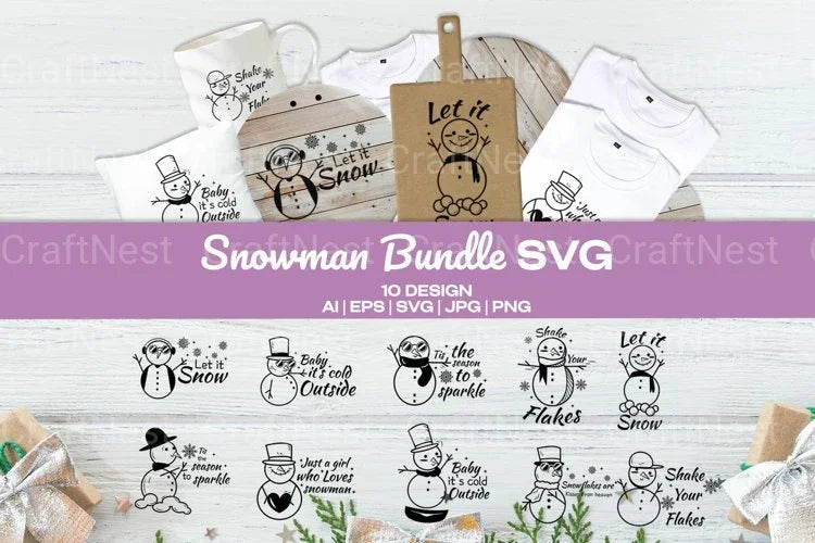 Snowman Winter SVG Bundle - CraftNest - Digital Crafting and Art