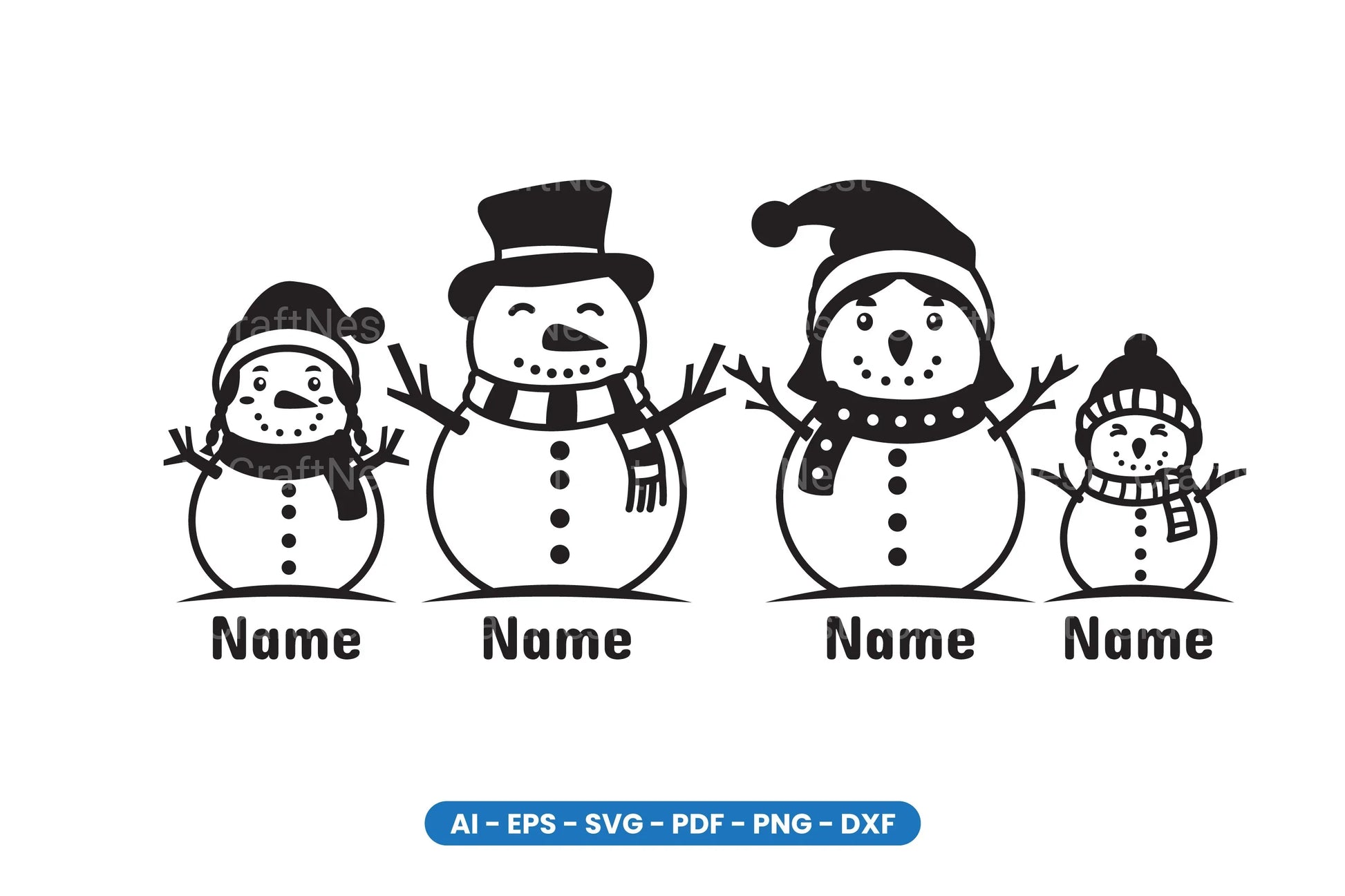 Snowman Family SVG Bundle - CraftNest - Digital Crafting and Art