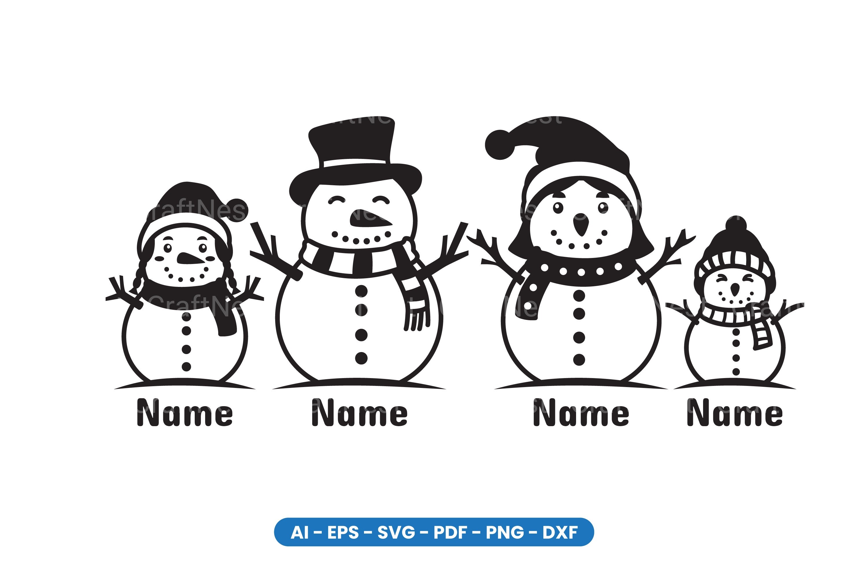 Snowman Family SVG Clipart Bundle