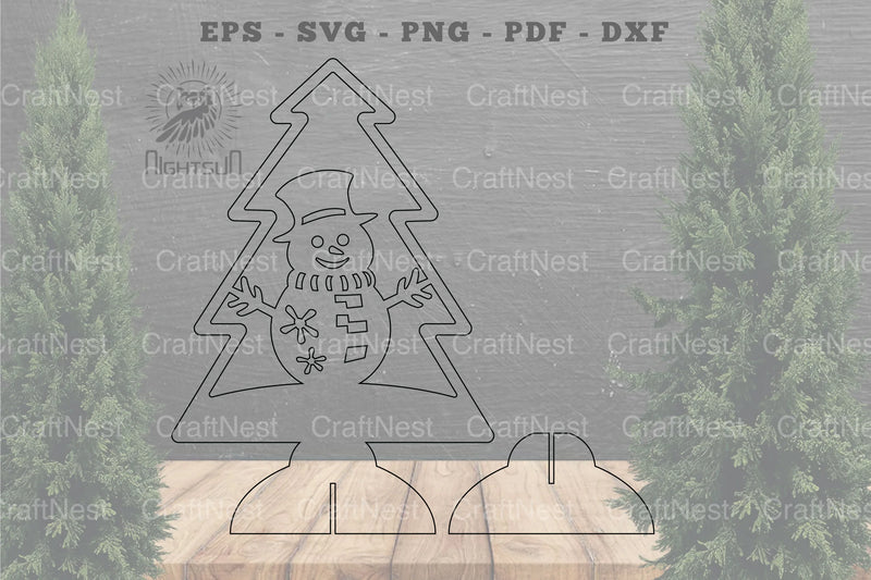 Snowman in Tree Laser Cut Home Decor Clipart Bundle - CraftNest - Digital Crafting and Art