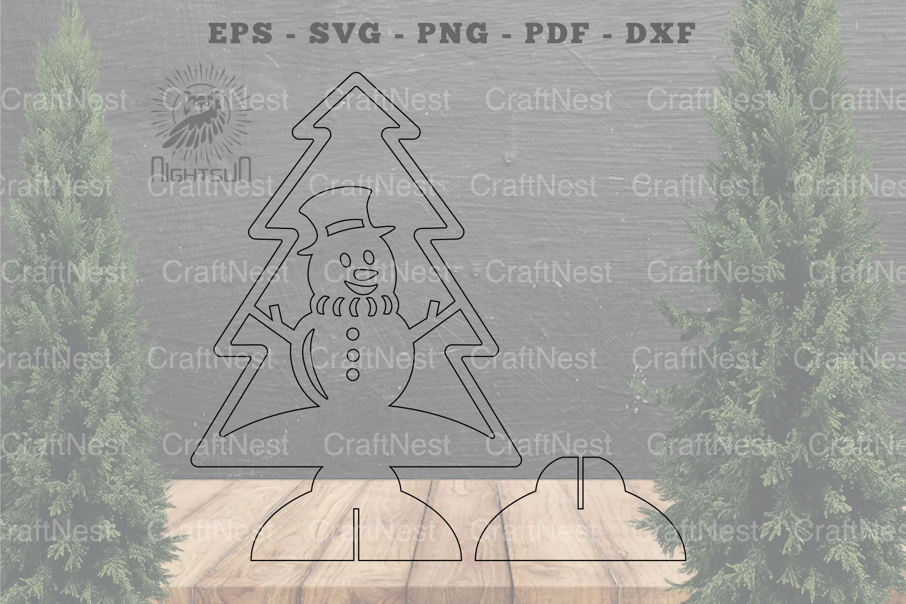 Snowman in Tree Laser Cut Home Decor Clipart Bundle - CraftNest - Digital Crafting and Art