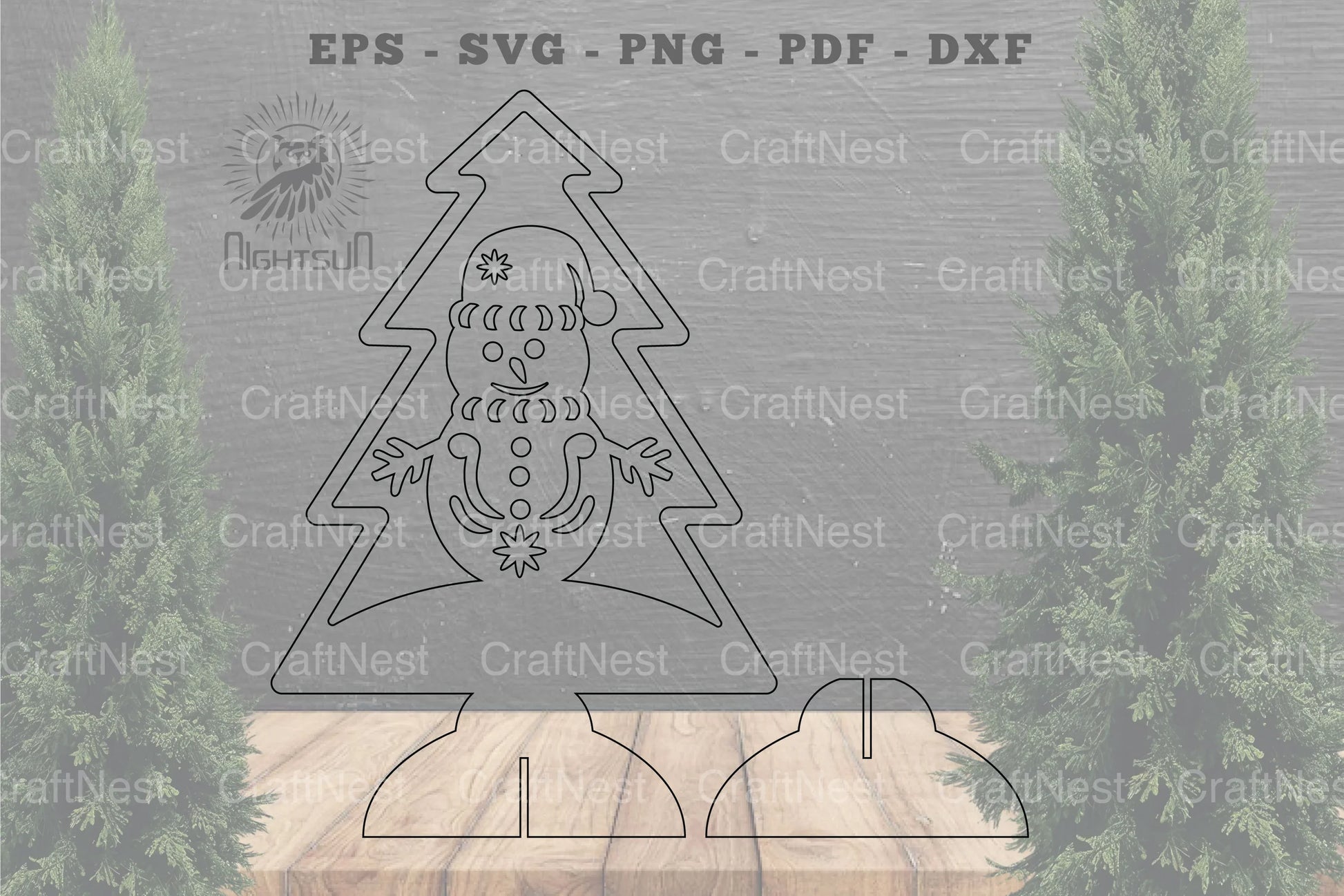 Snowman in Tree Laser Cut Home Decor Clipart Bundle - CraftNest - Digital Crafting and Art