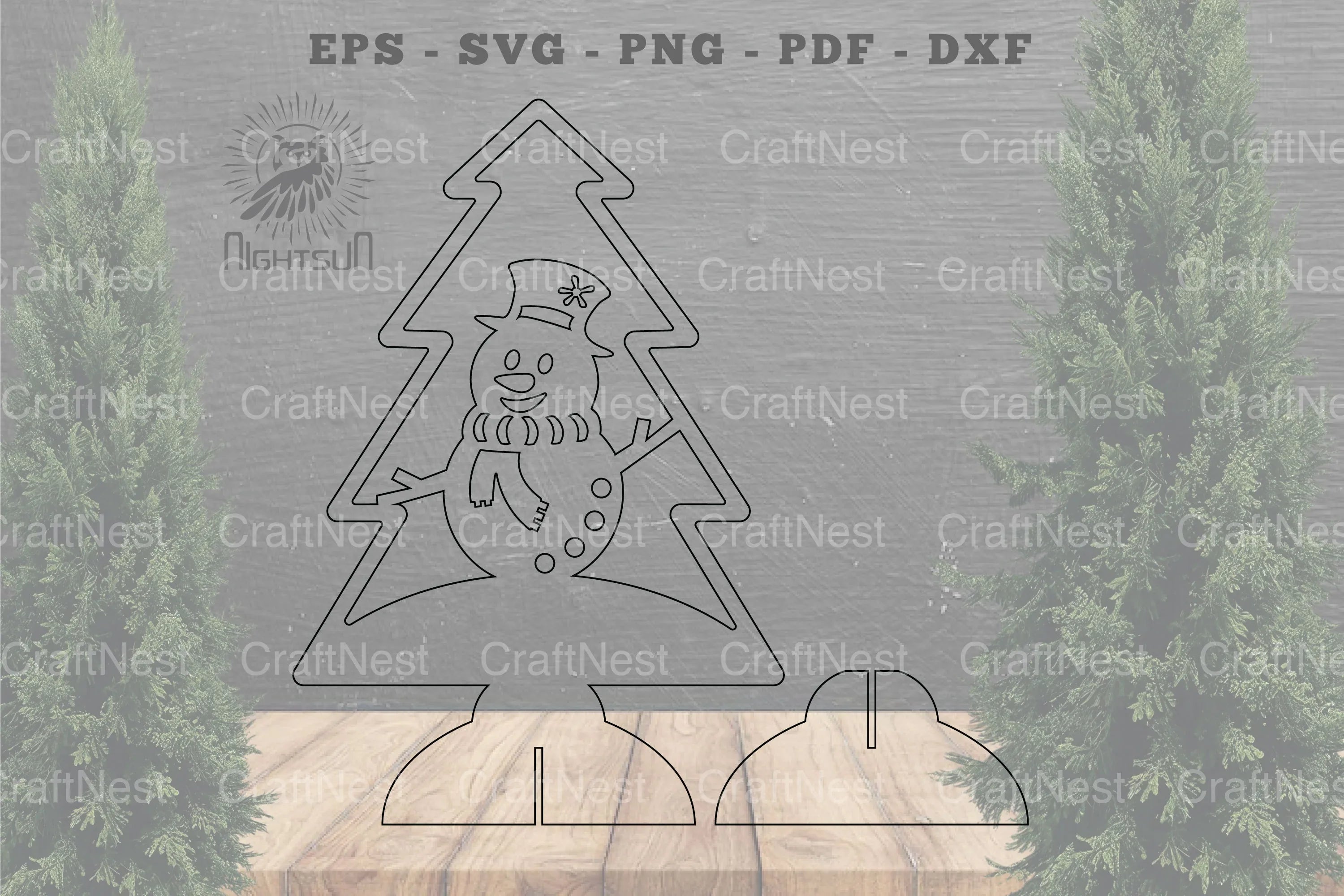 Snowman in Tree Laser Cut Home Decor Clipart Bundle - CraftNest - Digital Crafting and Art