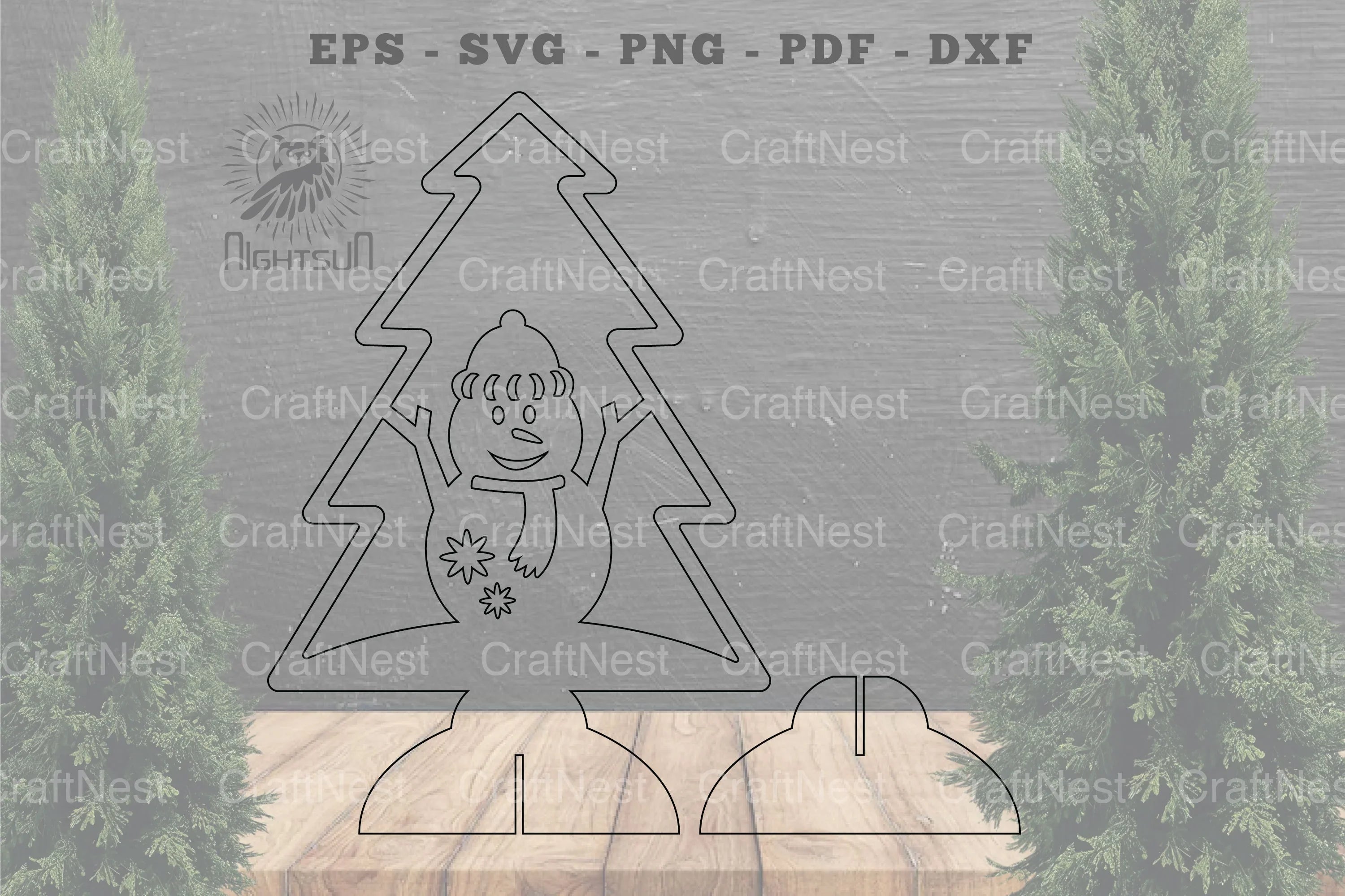 Snowman in Tree Laser Cut Home Decor Clipart Bundle - CraftNest - Digital Crafting and Art