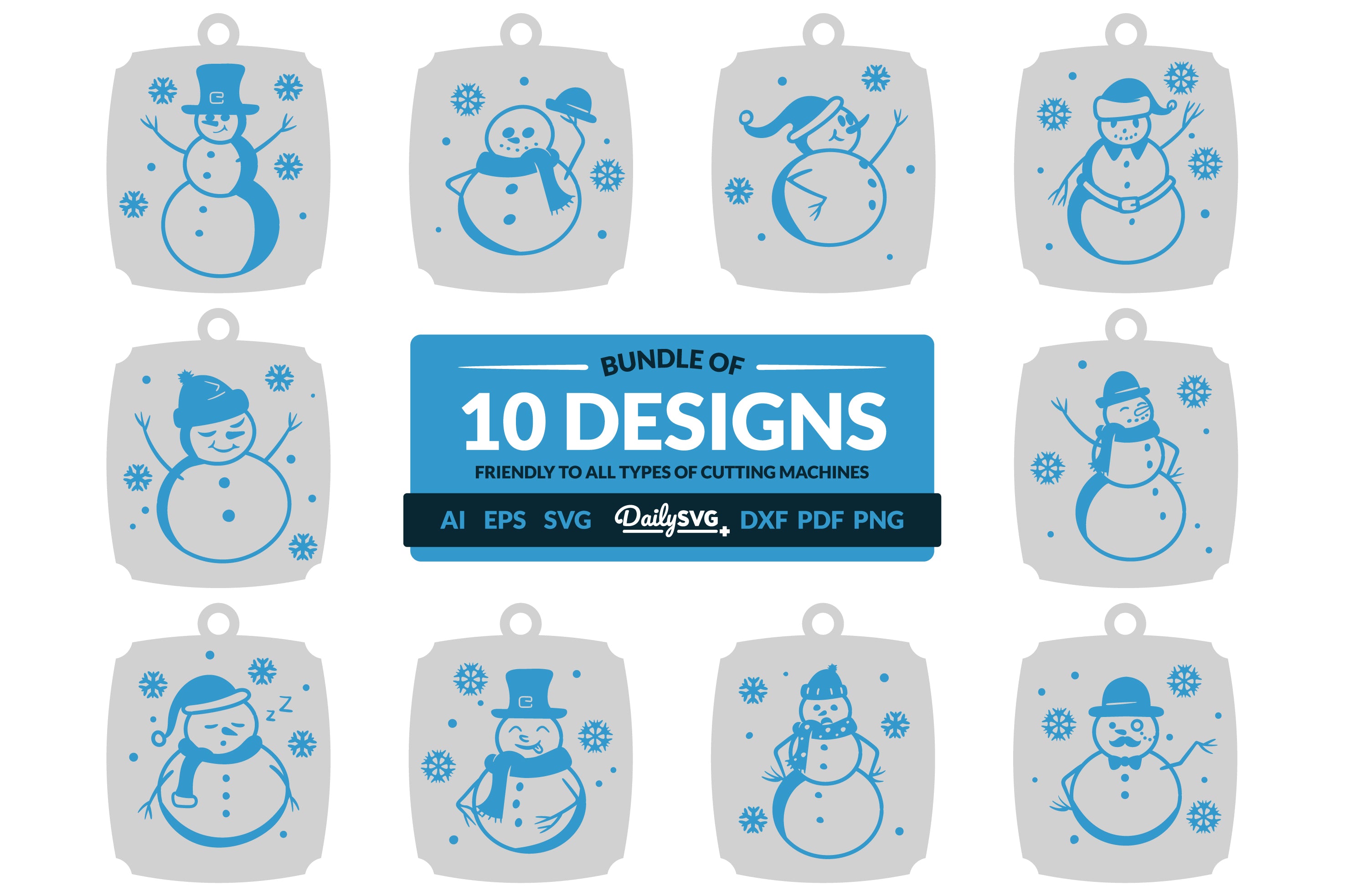 Daily SVG Bundles Snowman Keychain Clipart