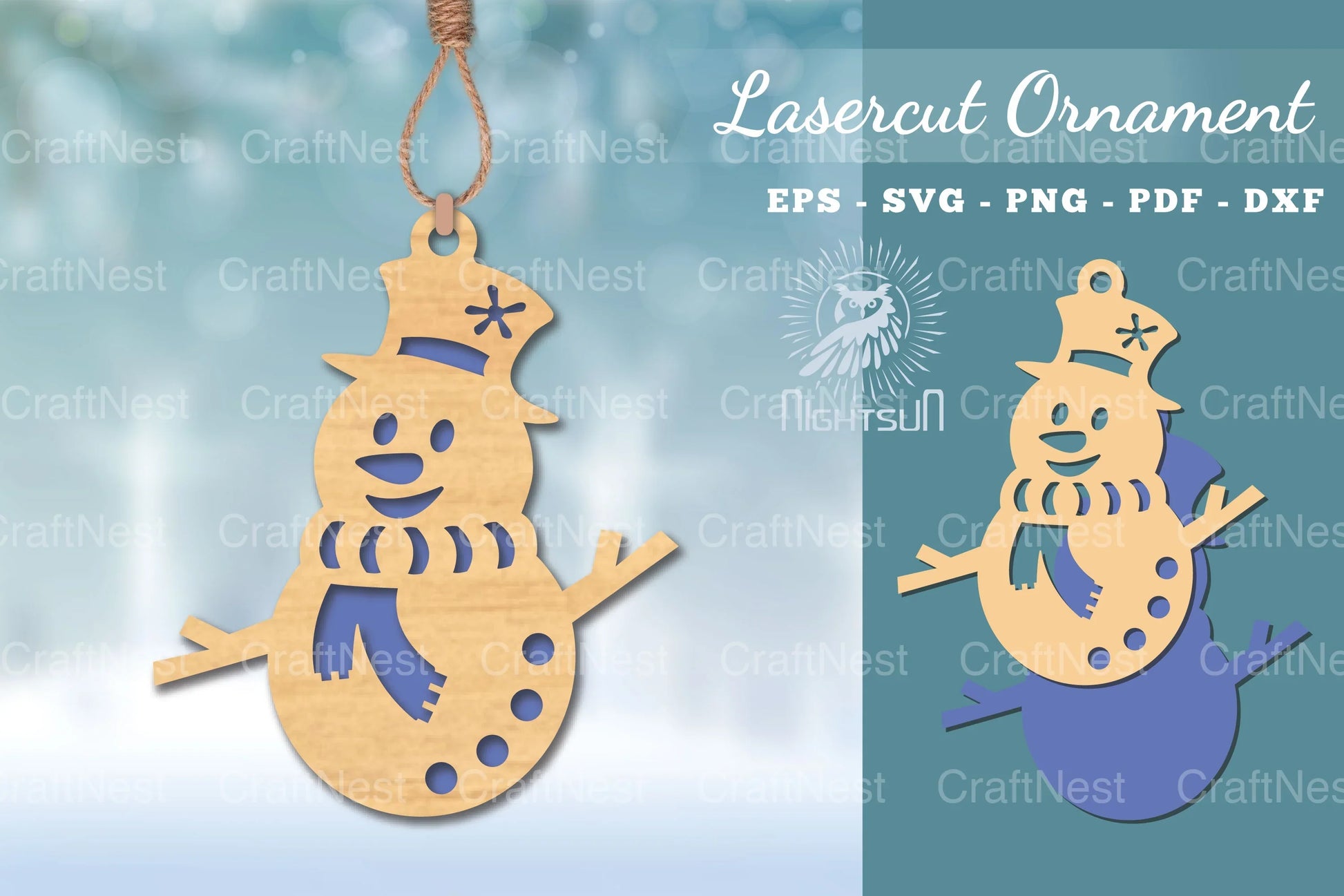Snowman Laser Cut Ornament SVG Bundle - CraftNest - Digital Crafting and Art