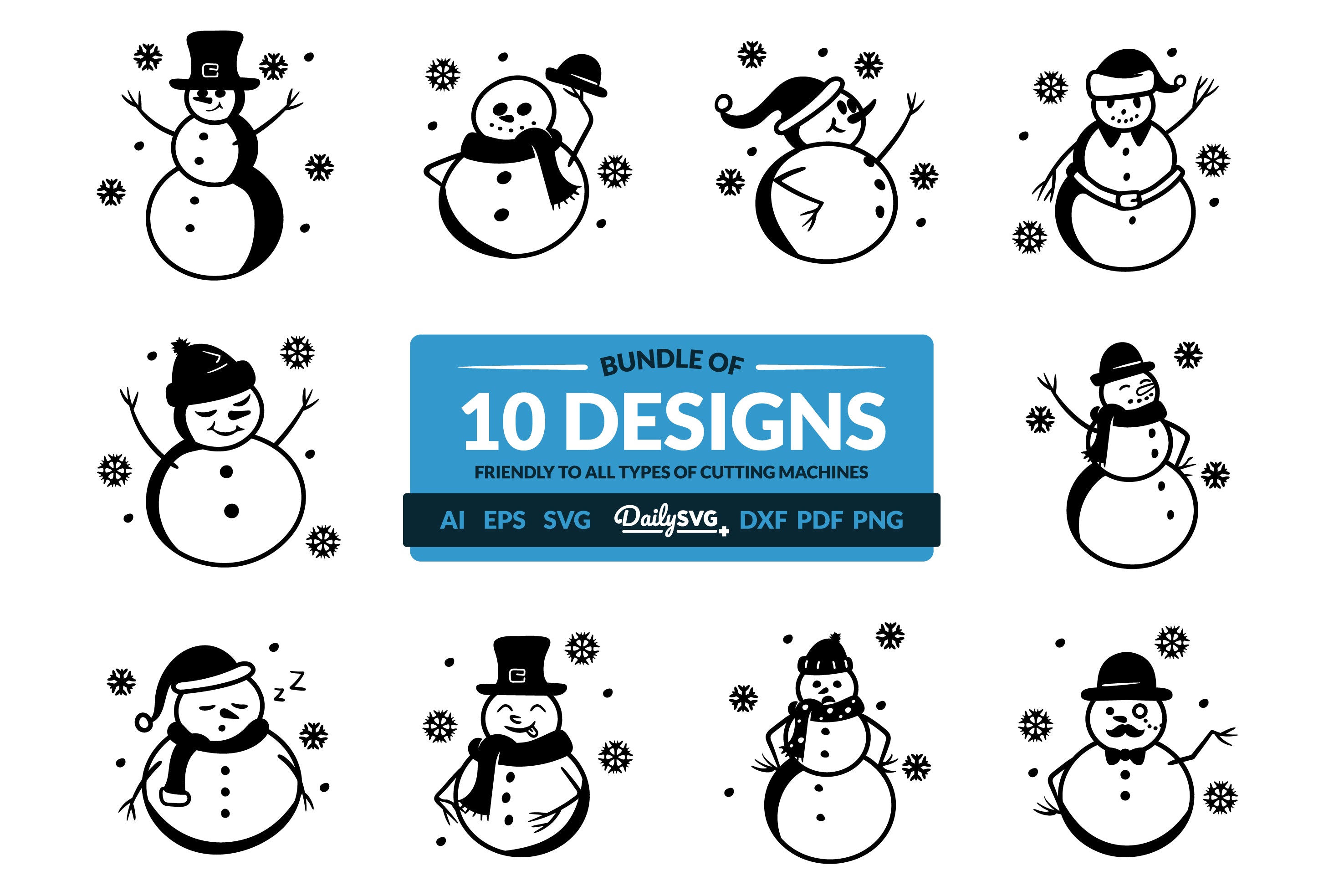 Daily Snowman SVG Clipart SVG Bundles