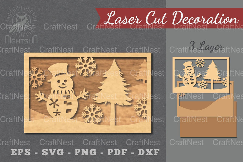 Snowman Scene Laser Cut Home Decor SVG Bundle - CraftNest - Digital Crafting and Art