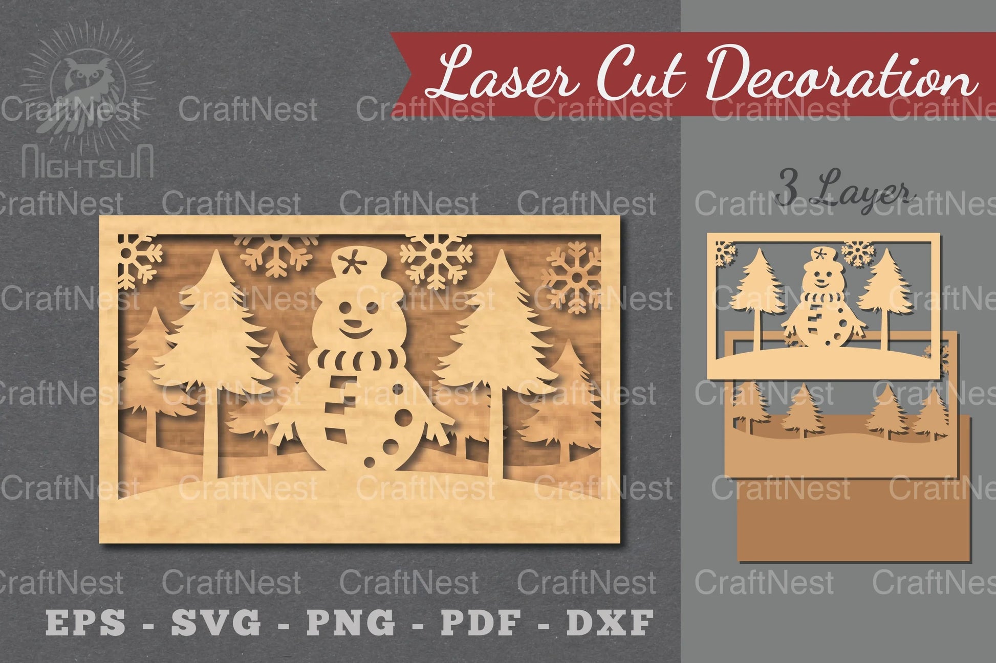 Snowman Scene Laser Cut Home Decor Clipart Bundle - CraftNest - Digital Crafting and Art