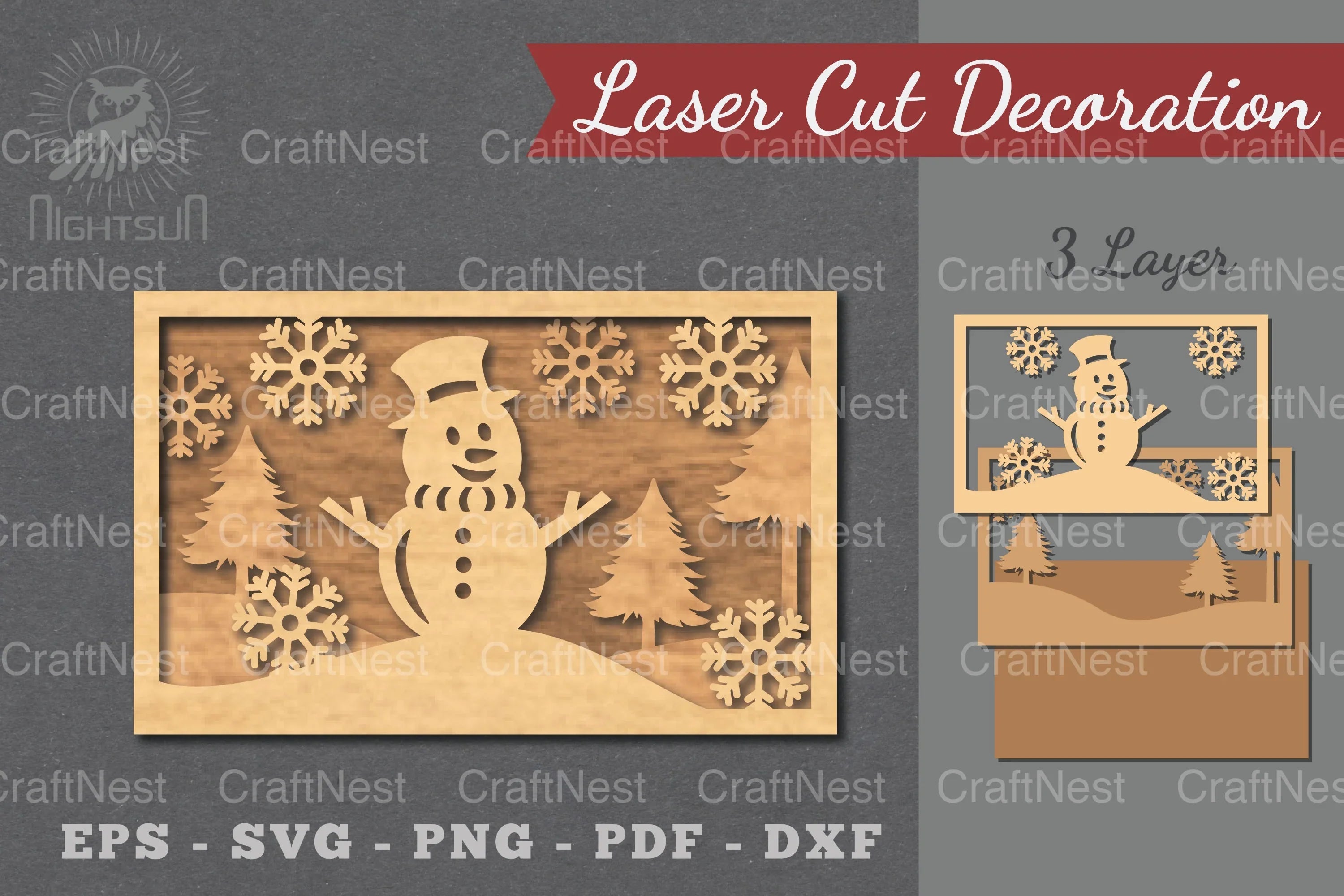 Snowman Scene Laser Cut Home Decor SVG Bundle - CraftNest - Digital Crafting and Art