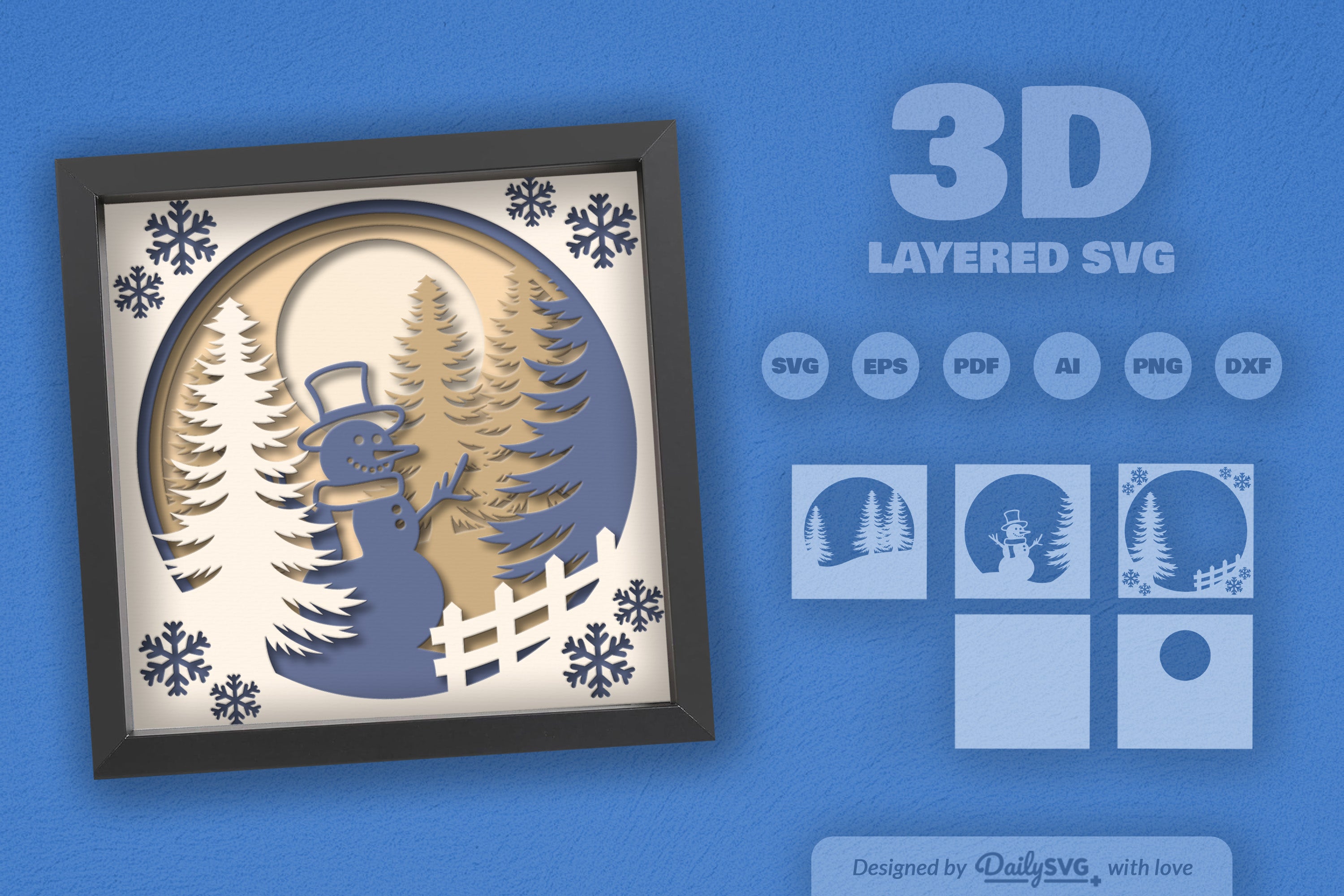 Snowman Winter Papercut SVG Bundle