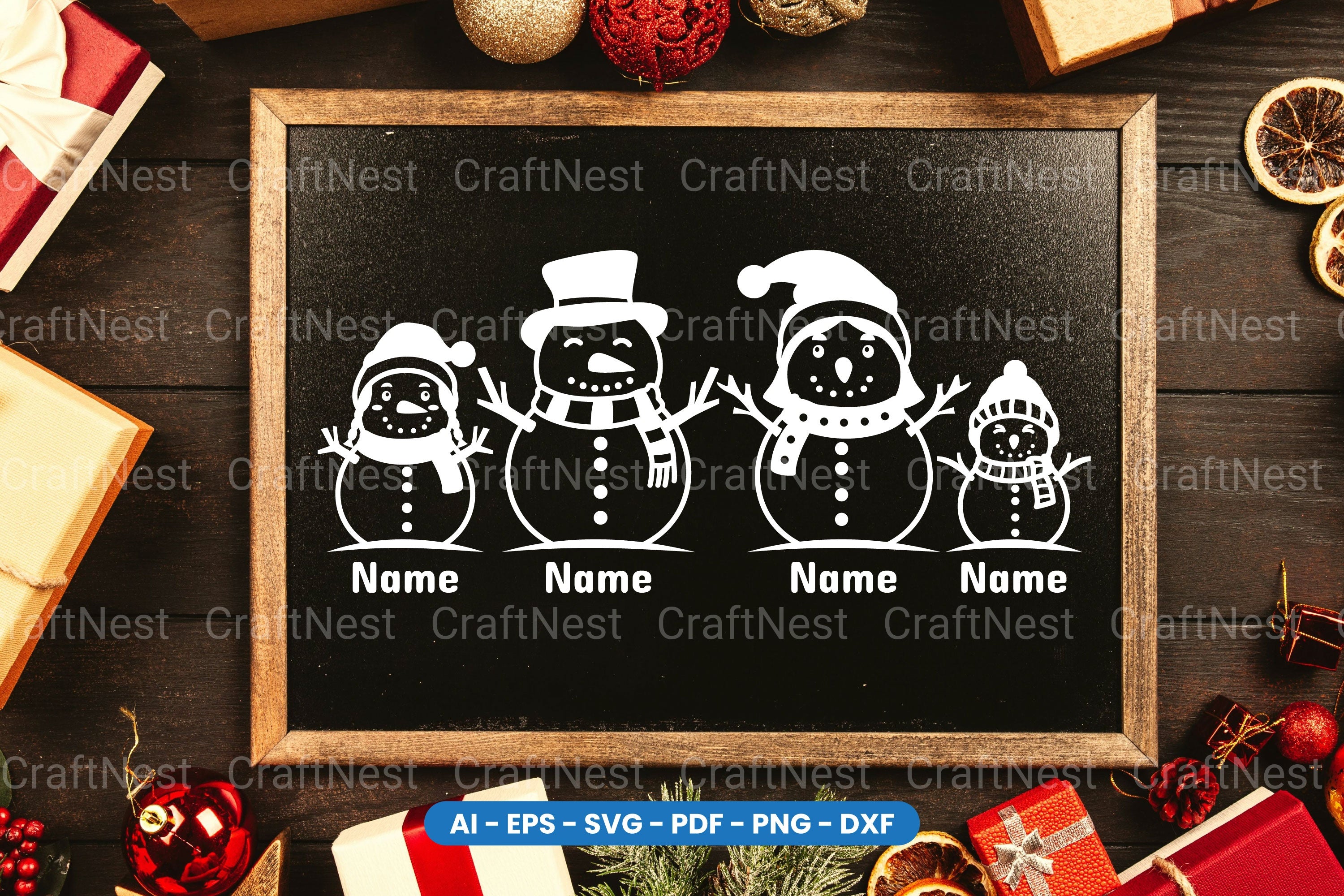 Snowman Family SVG Clipart Bundle