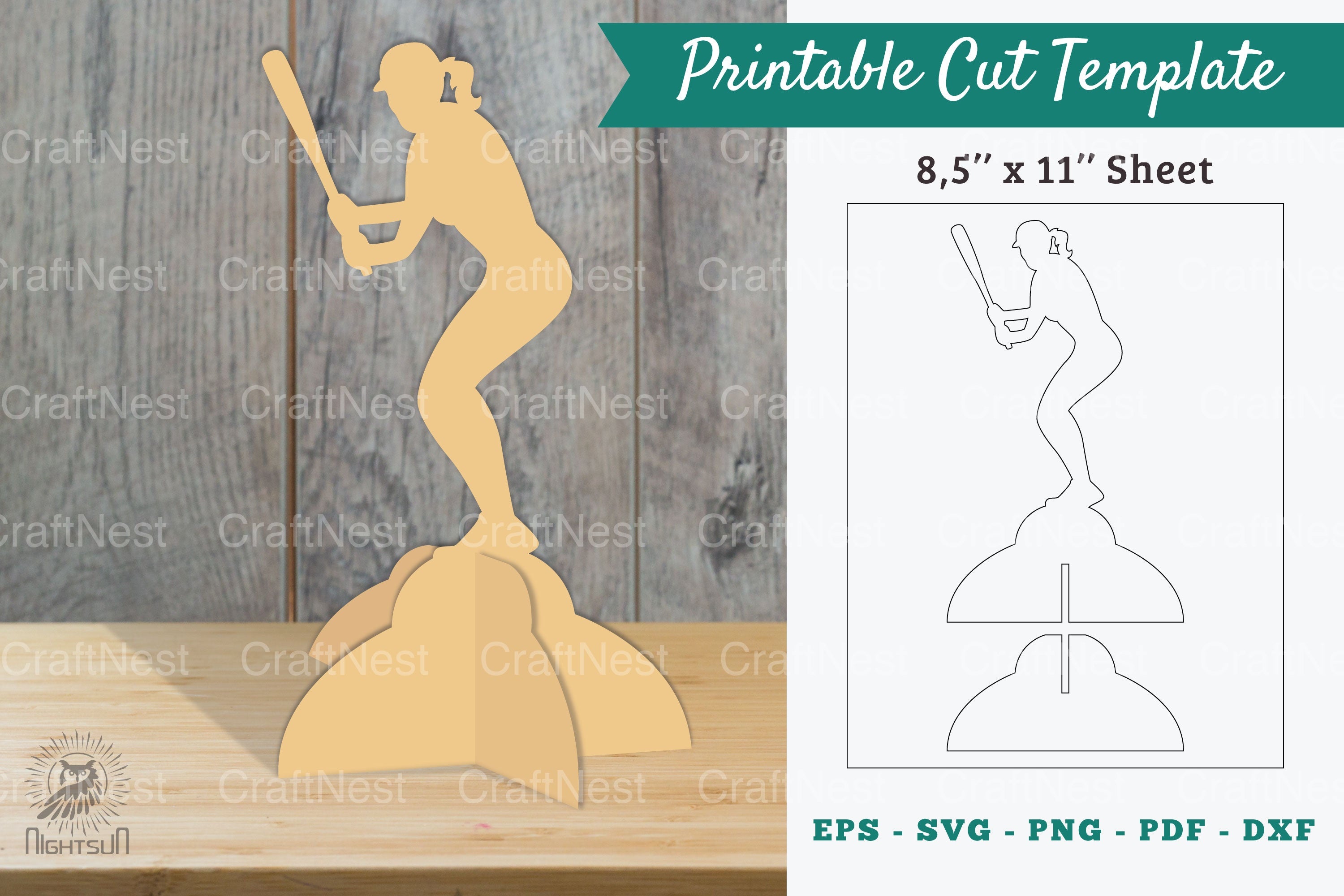 Softball Printable Cut Template Clipart Bundle - CraftNest - Digital Crafting and Art