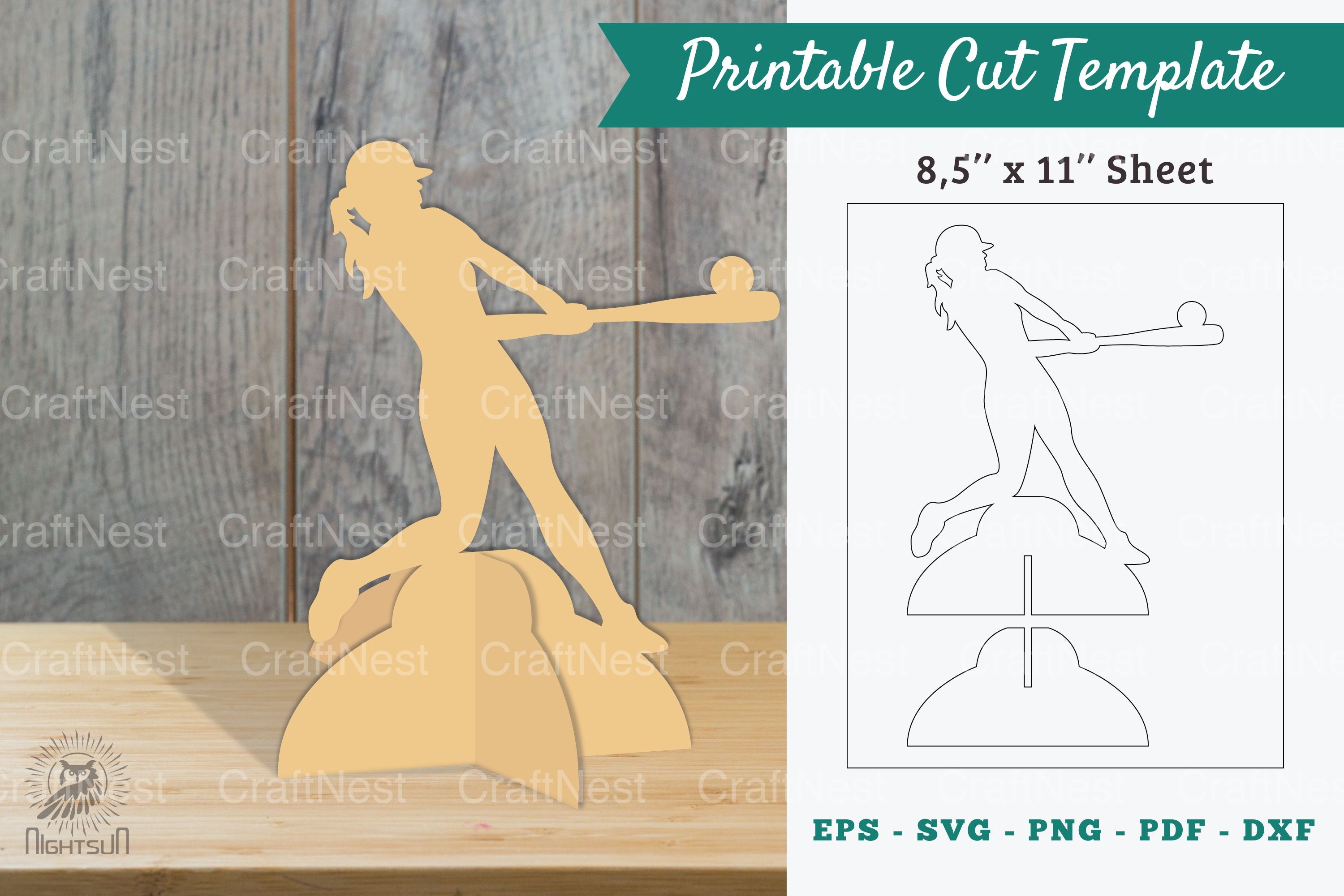Softball Printable Cut Template Clipart Bundle - CraftNest - Digital Crafting and Art