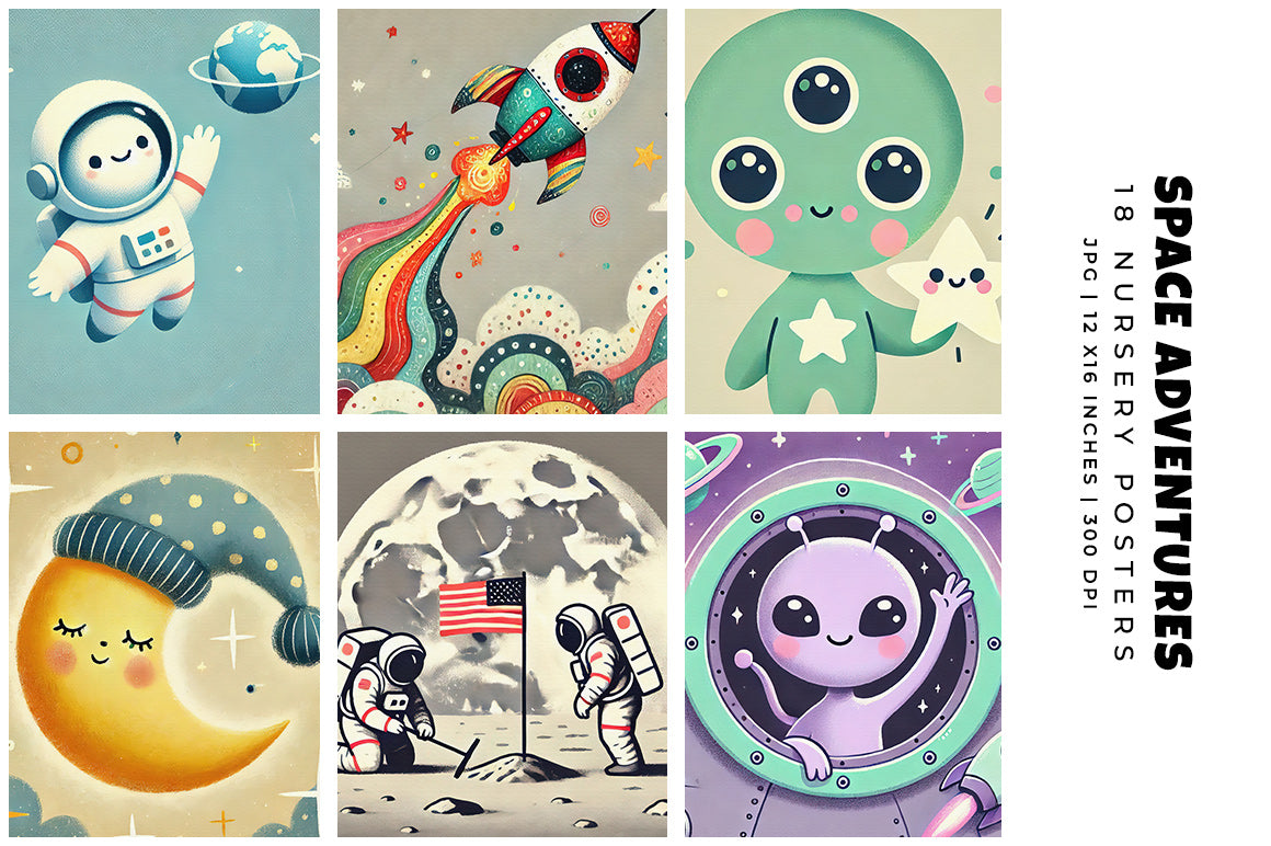 Space Adventures Posters - Nursery