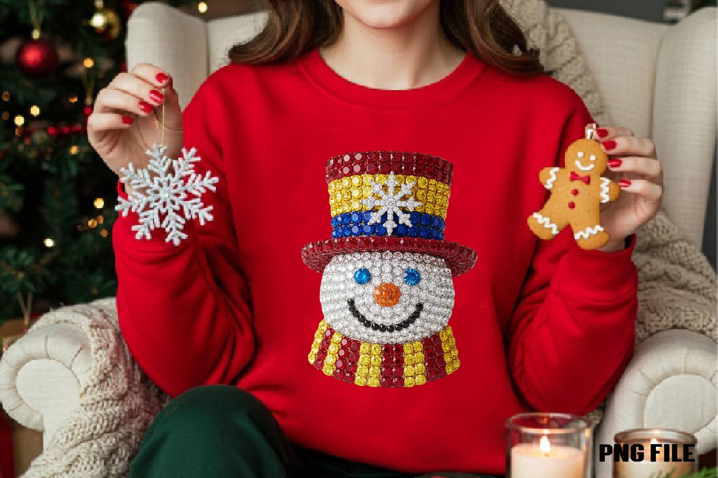 Sparkling Crystal Christmas Snowman Clipart Bundle