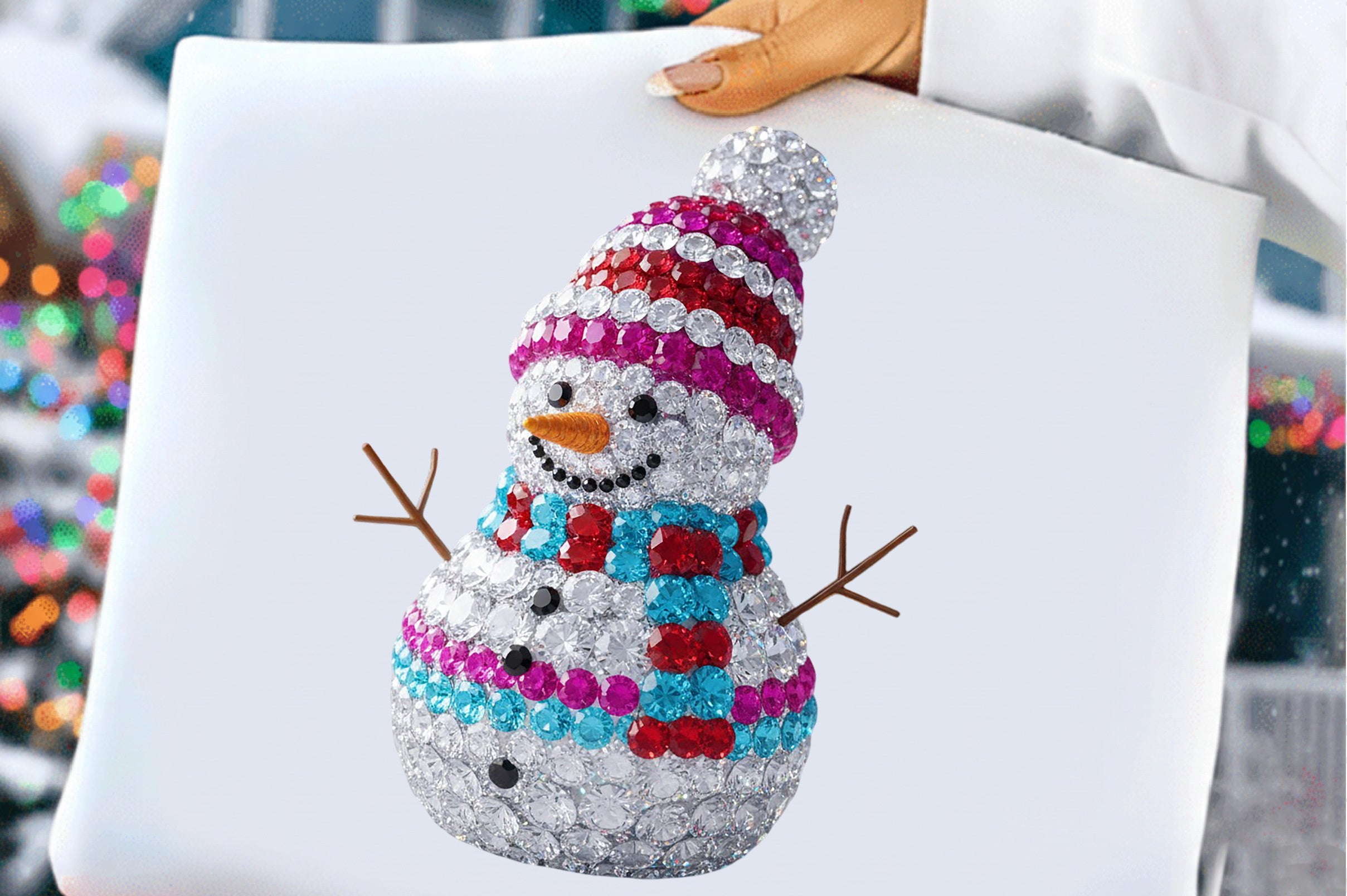 Sparkling Crystal Christmas Snowman Clipart Bundle