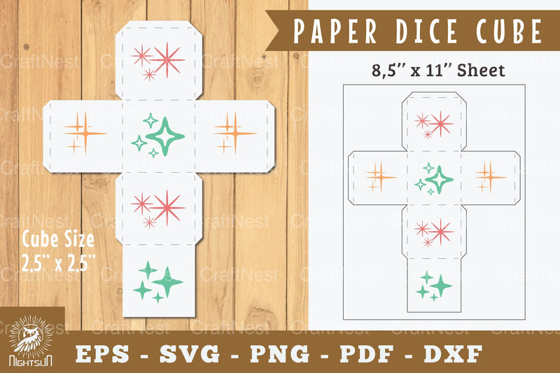 Sparkling Stars Paper Dice Cube Printable Clipart Bundle - CraftNest - Digital Crafting and Art