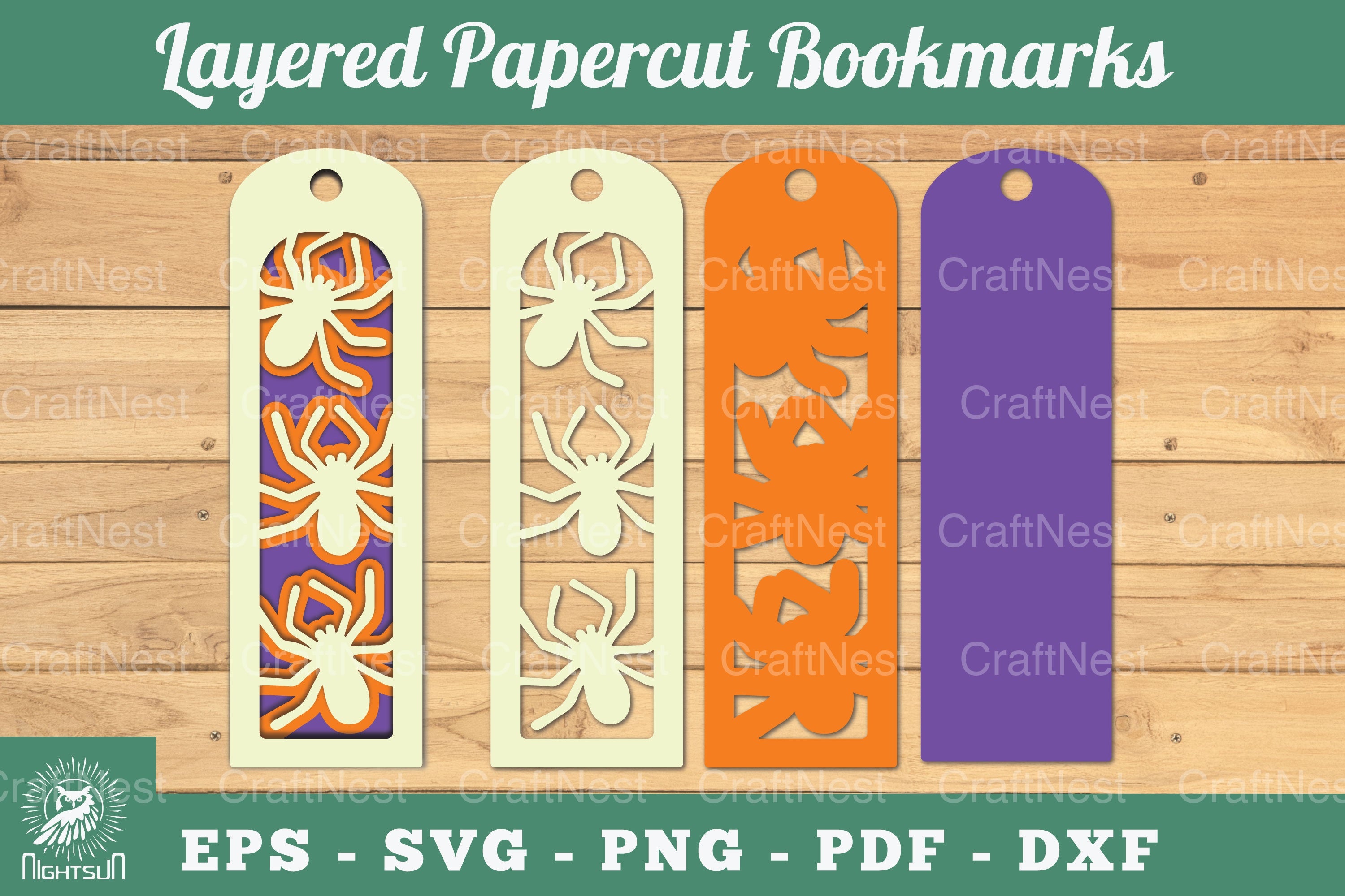 Spider Layered Papercut Bookmarks Clipart Bundle - CraftNest - Digital Crafting and Art