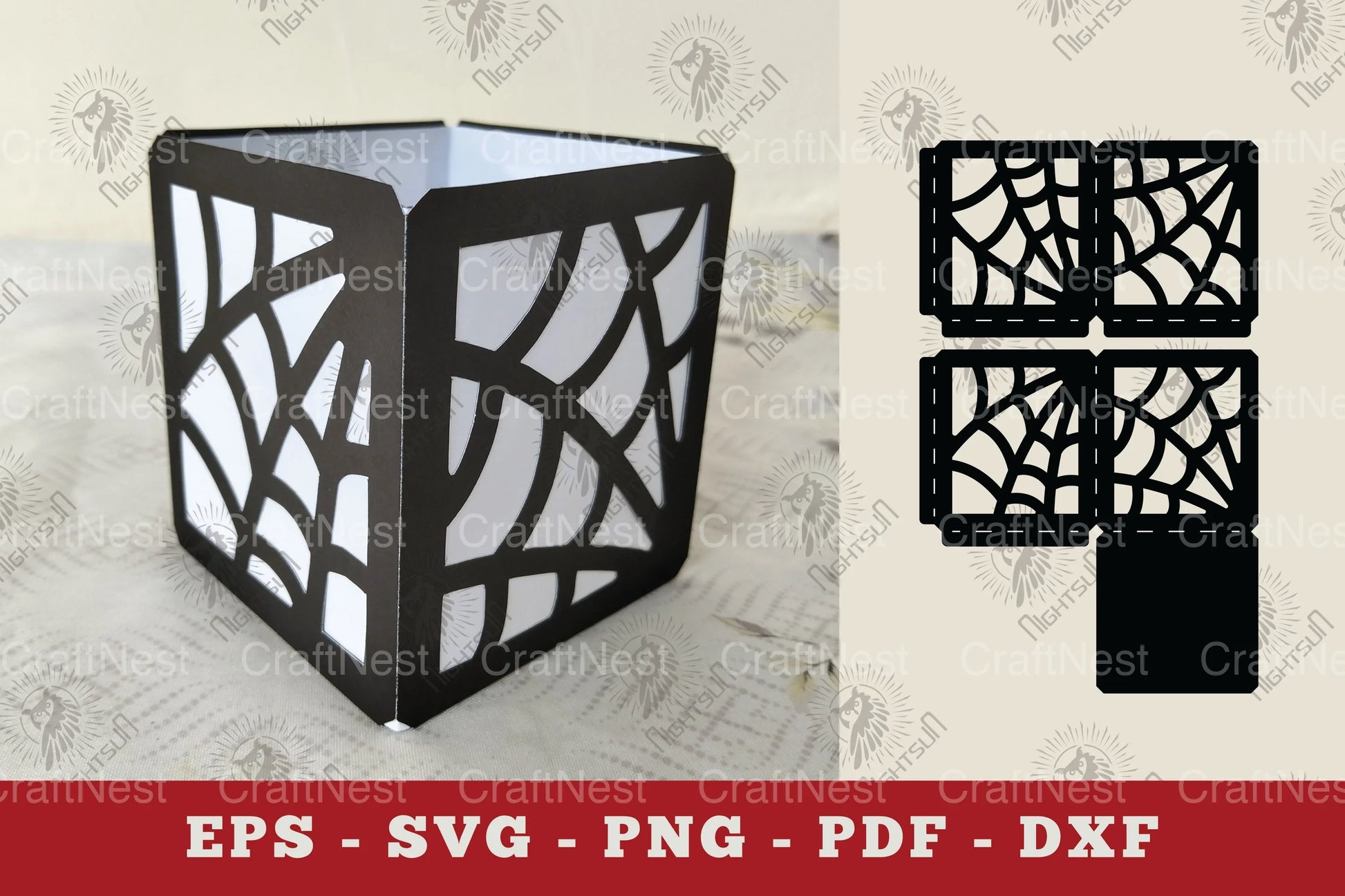 Spider Webs Lantern Papercut SVG Bundle - CraftNest - Digital Crafting and Art
