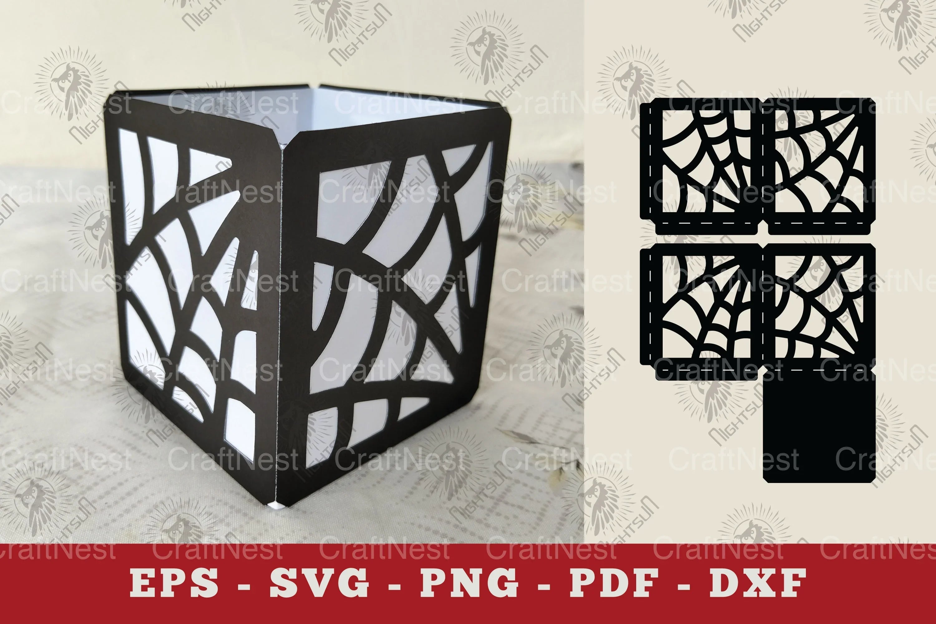 Spider Webs Lantern Papercut SVG Bundle - CraftNest - Digital Crafting and Art