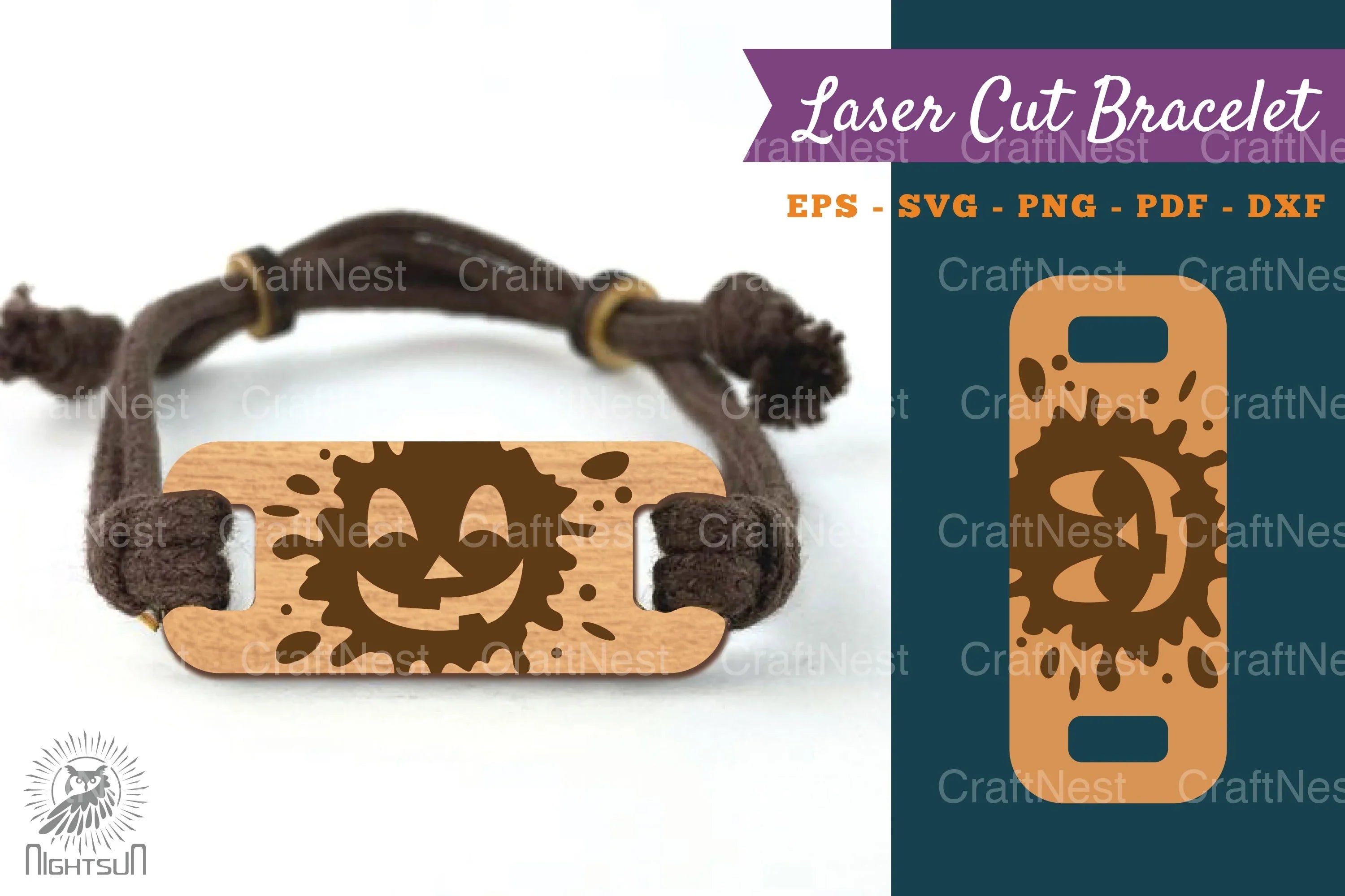 Splash Ghost Face Laser Cut Bracelet Design Bundle - CraftNest - Digital Crafting and Art