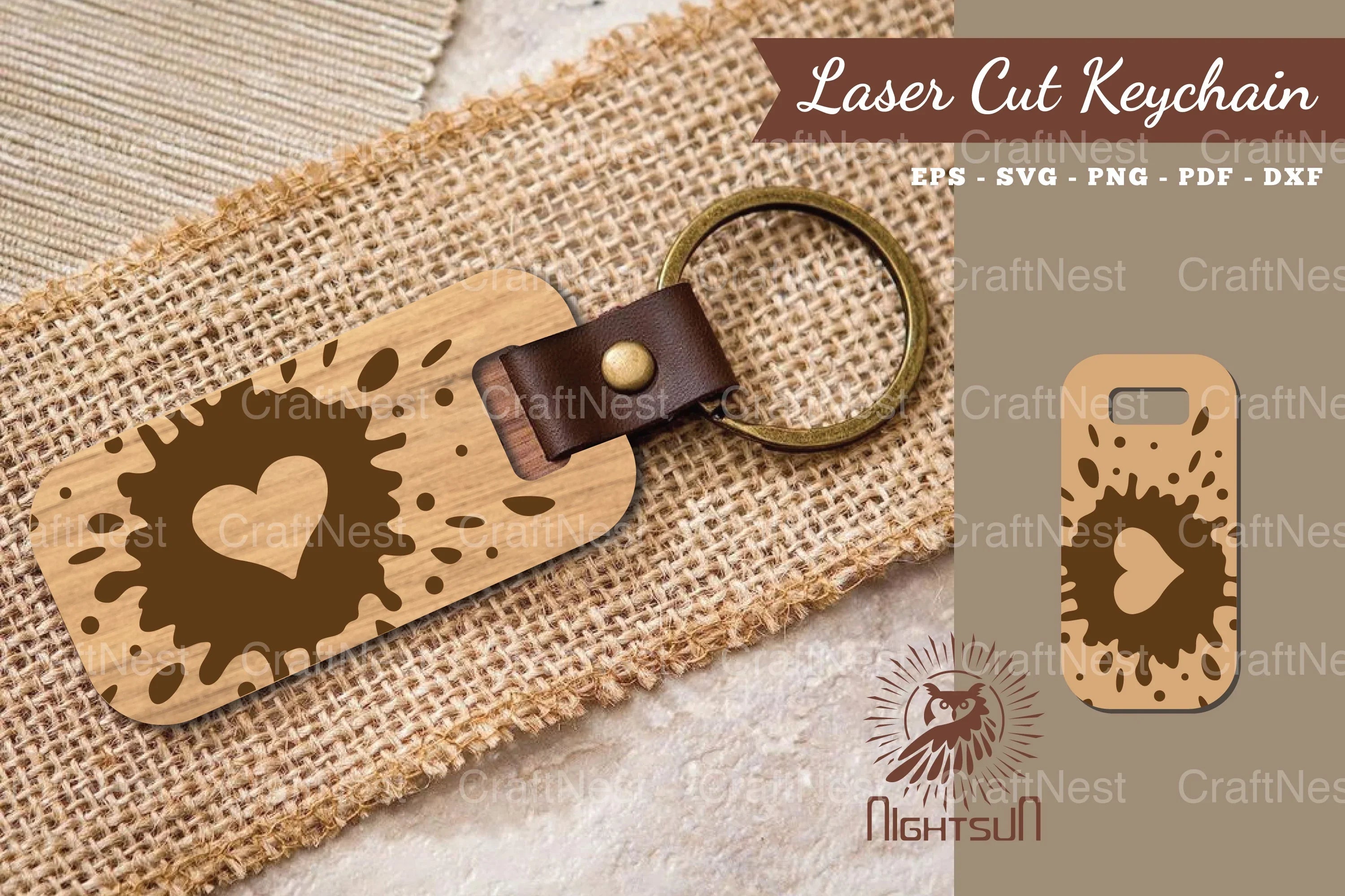 Splash Heart Laser Cut Keychain Design Bundle - CraftNest - Digital Crafting and Art
