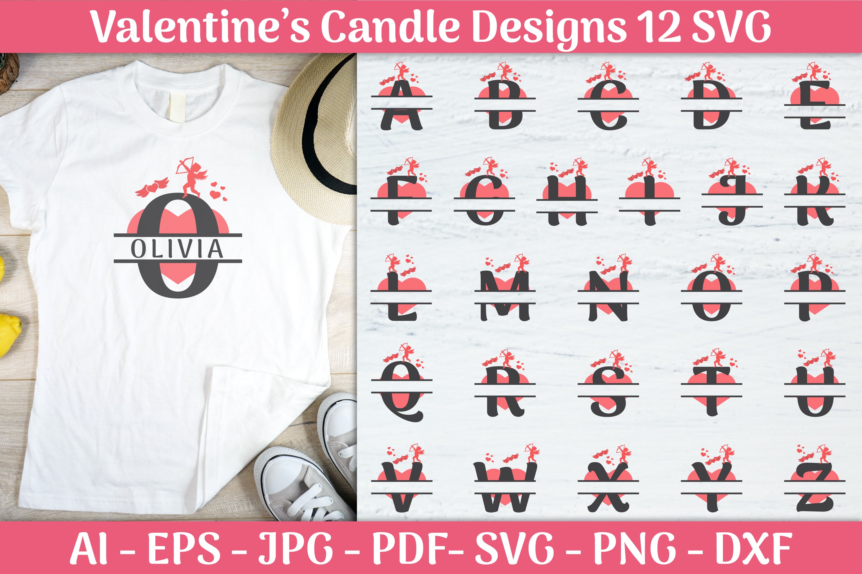Split Alphabet Valentine SVG Bundle - CraftNest - Digital Crafting and Art