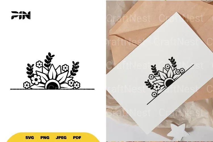 Split Sunflower Border SVG Bundle - CraftNest - Digital Crafting and Art