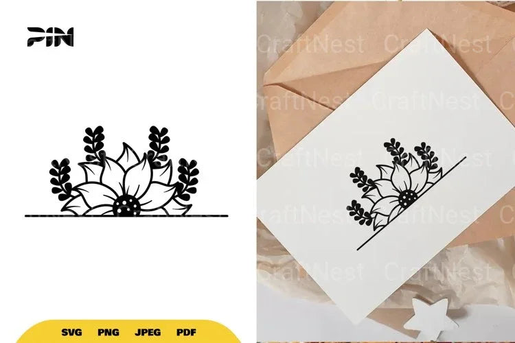 Split Sunflower Border SVG Bundle - CraftNest - Digital Crafting and Art