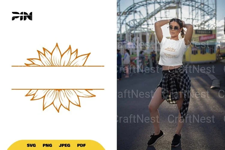 Split Sunflower Border SVG Bundle - CraftNest - Digital Crafting and Art