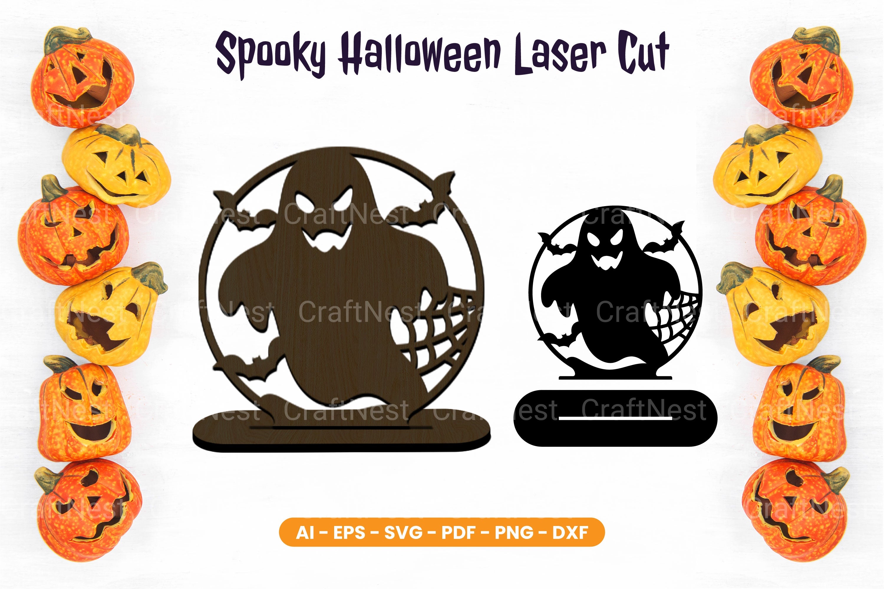 Spooky Halloween Laser Cut Stand SVG Clipart Bundle