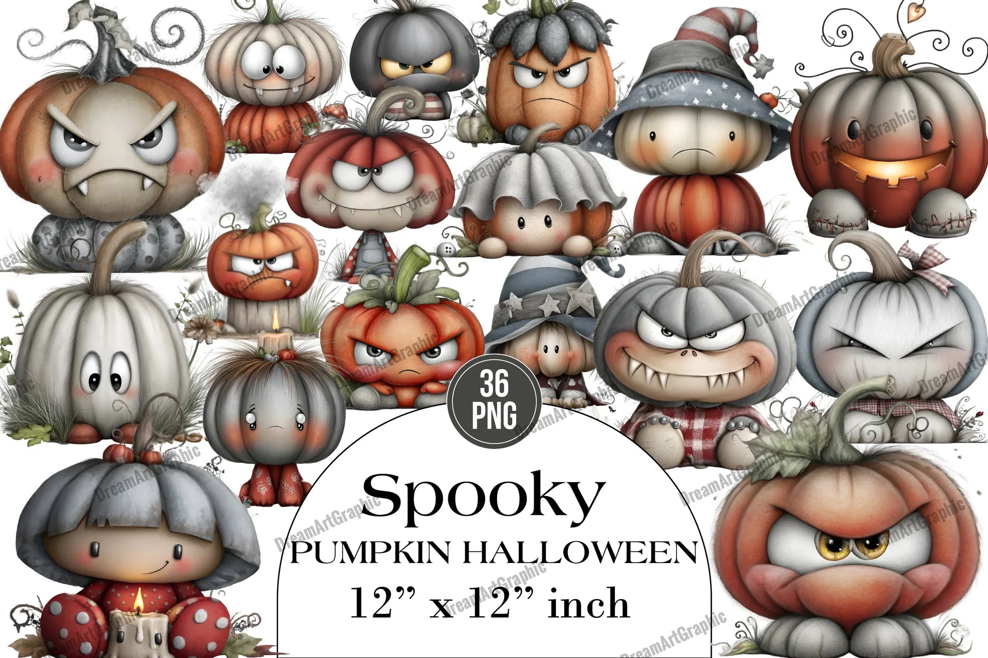 Spooky Pumpkin Halloween Clipart Bundle - CraftNest - Digital Crafting and Art