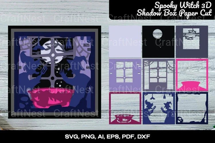 Spooky Witch 3D Shadow Box Cut SVG Bundle - Clipart Bundle - CraftNest - Digital Crafting and Art