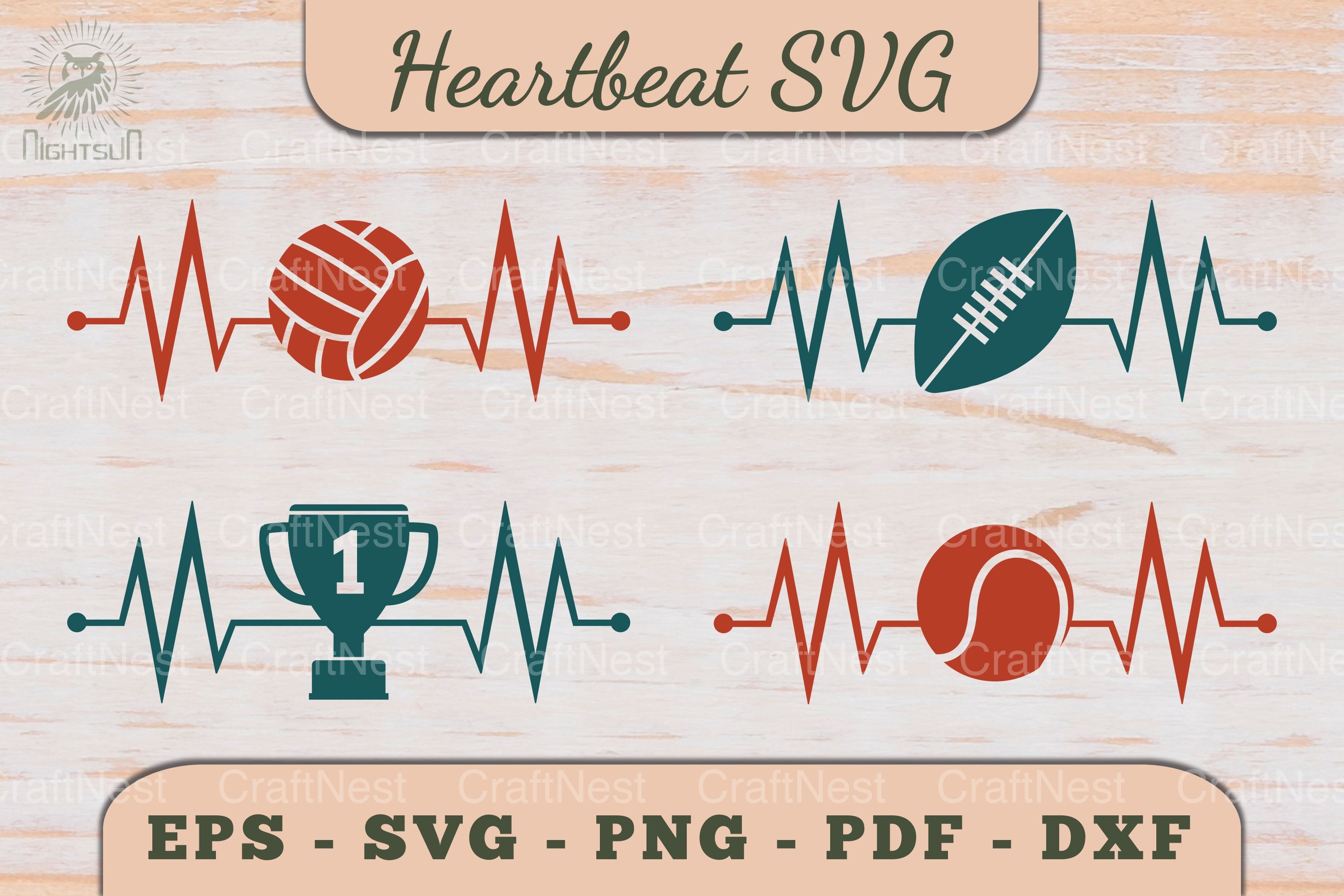 Sport Heartbeat SVG Bundle - CraftNest - Digital Crafting and Art
