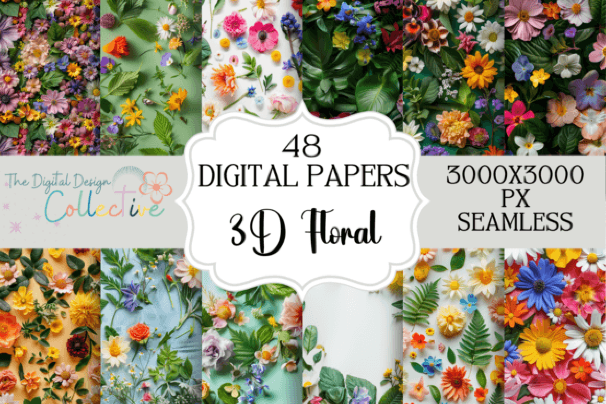 Spring 3D Flower Seamless Digital Paper