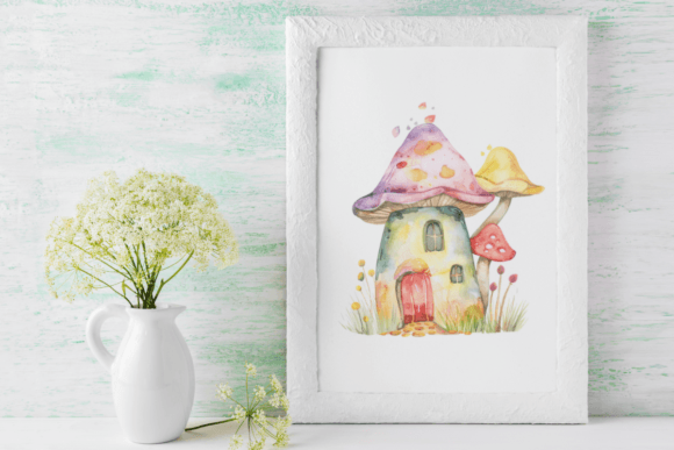 Charming Spring Mushroom Houses Clipart Bundle