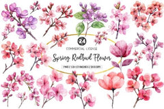 Spring Redbud Flower Clipart Bundle - CraftNest - Digital Crafting and Art