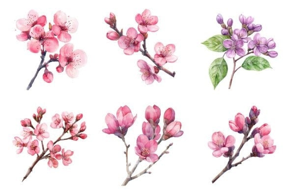 Spring Redbud Flower Clipart Bundle - CraftNest - Digital Crafting and Art