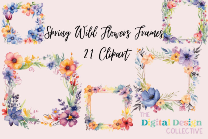 Spring Wildflower Frames Clipart Bundle - CraftNest - Digital Crafting and Art