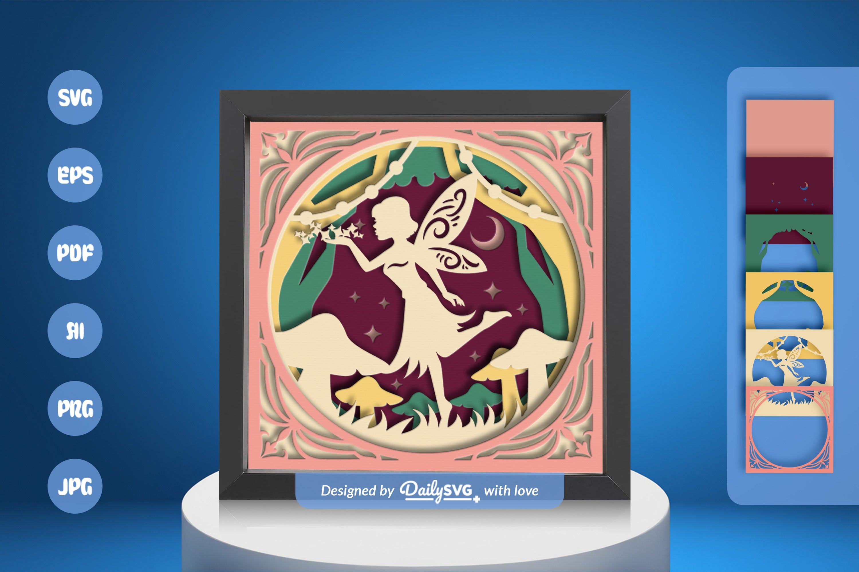 Spring Fairy Mushroom Papercut SVG Bundle